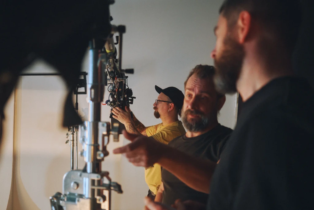 A team of professionals working on the set
