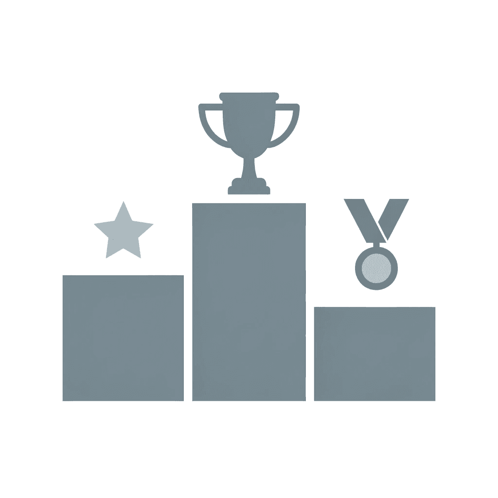 Podium showing top 16 conference performers ranking above national-only focus