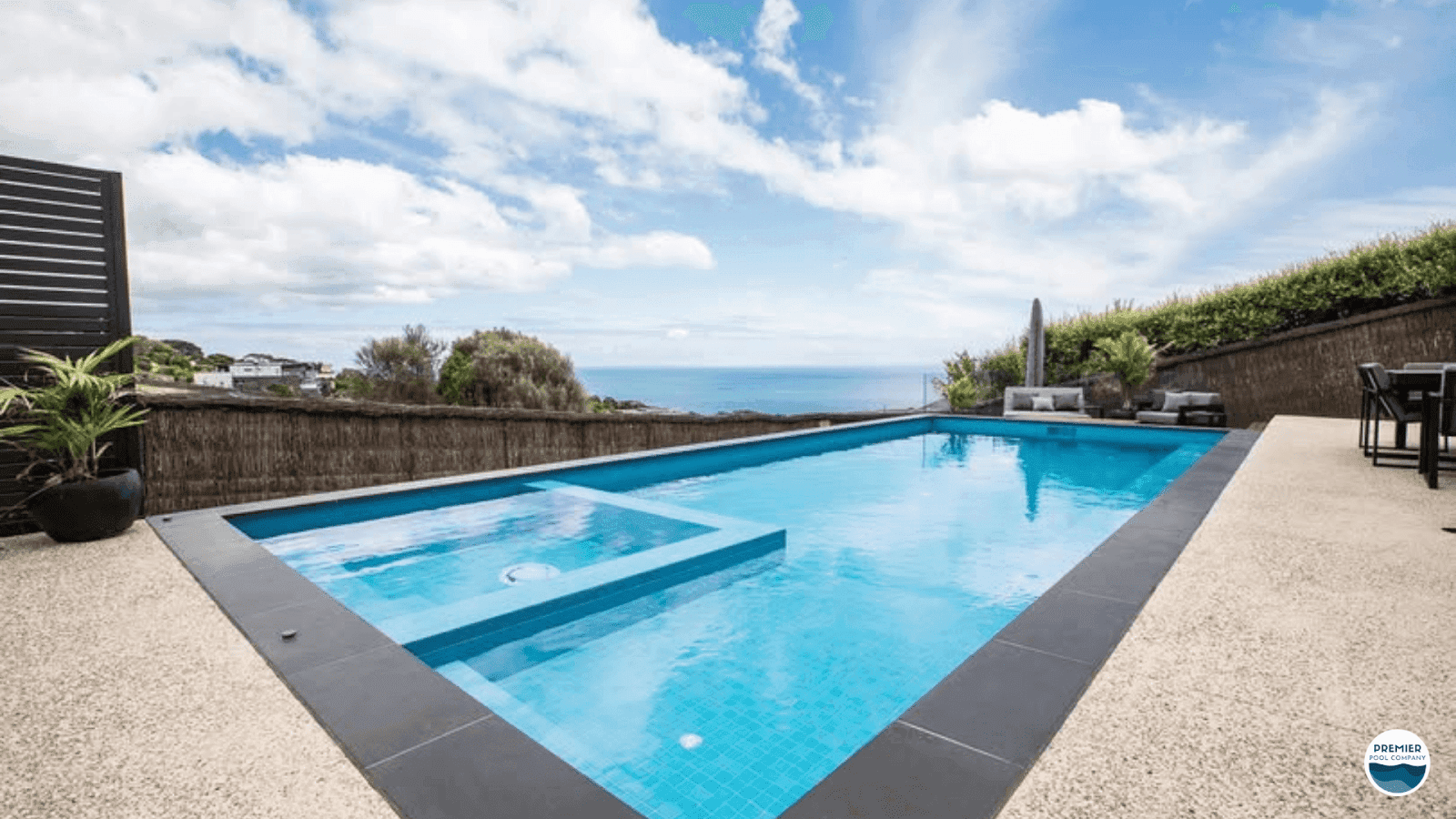 Completed liner to fiberglass pool conversion by Premier Pool Co