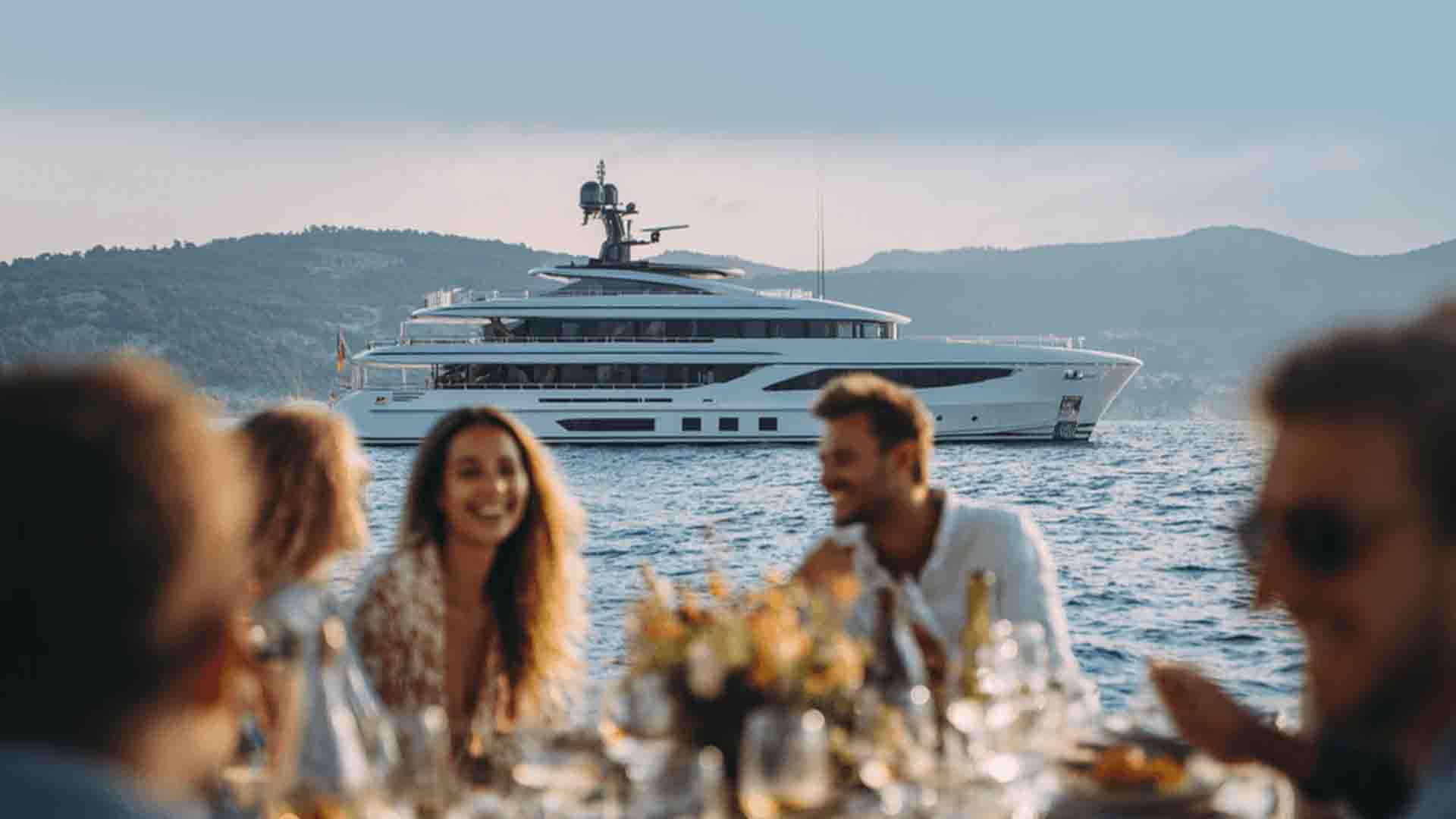 Luxury dining on yacht