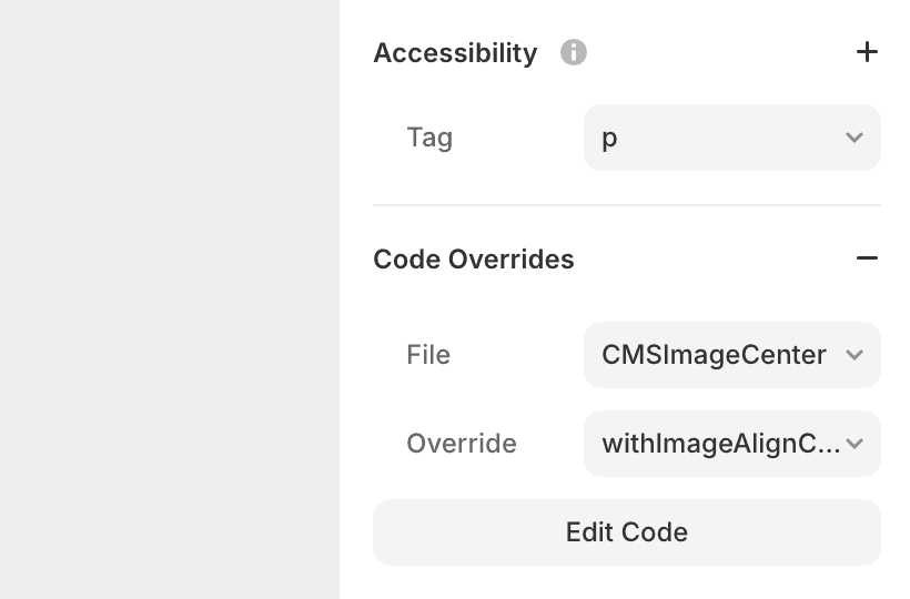 Set the code override to the CMS content