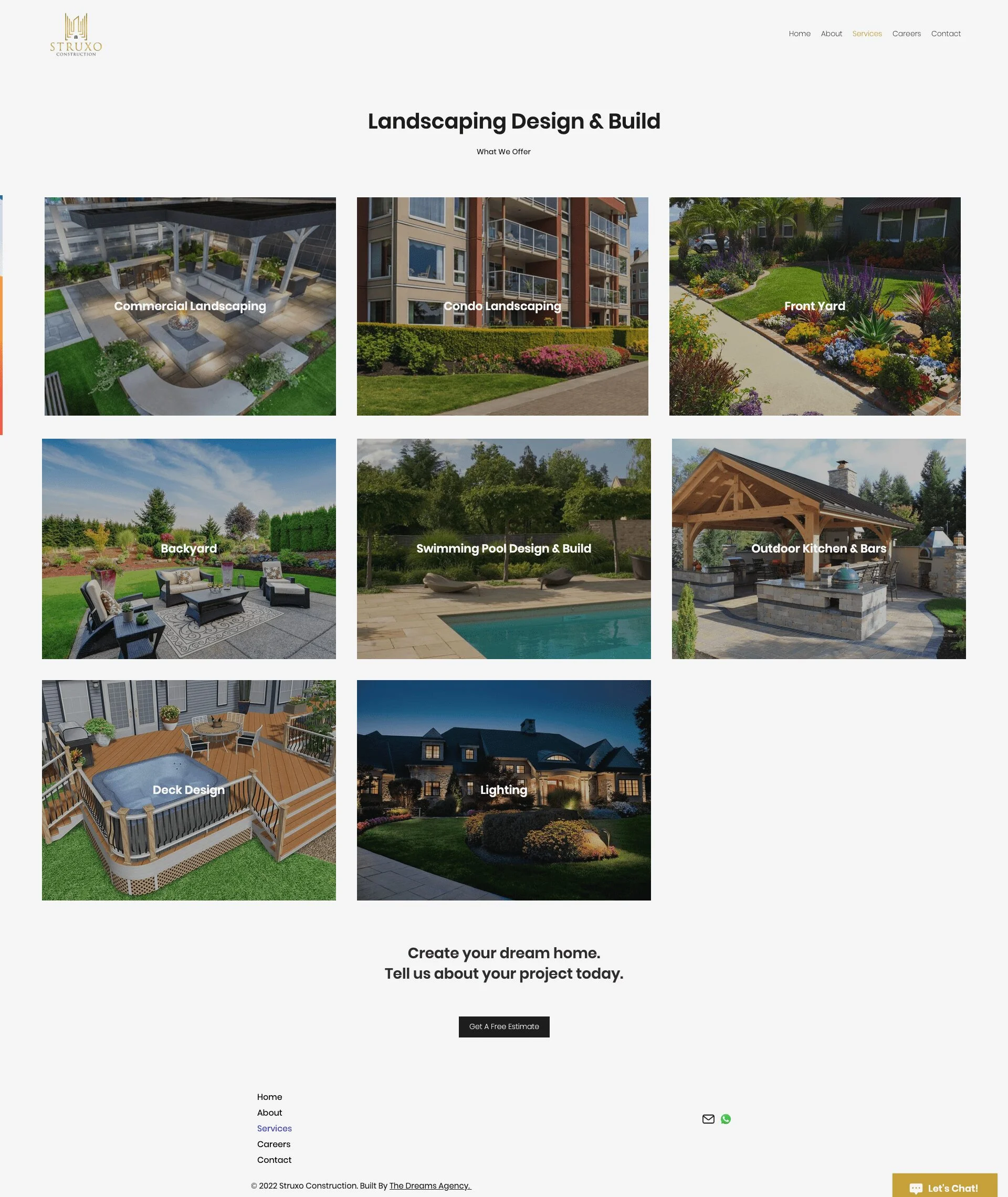 Landscaping-Design-Build page for struxo website developed & designed by Dreams Agency Mississauga, Ontario