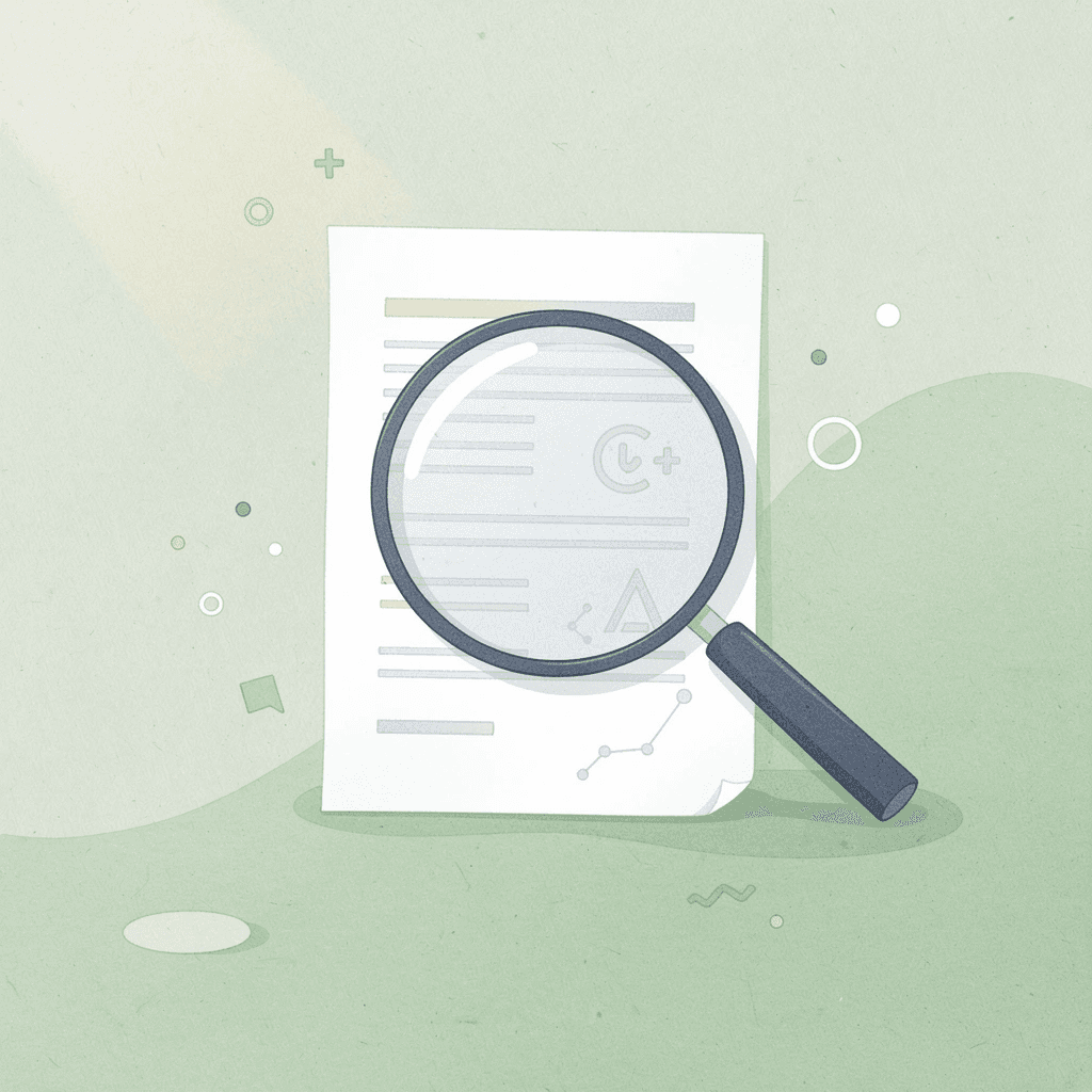 Scene of a magnifying glass examining a legal document for mistakes