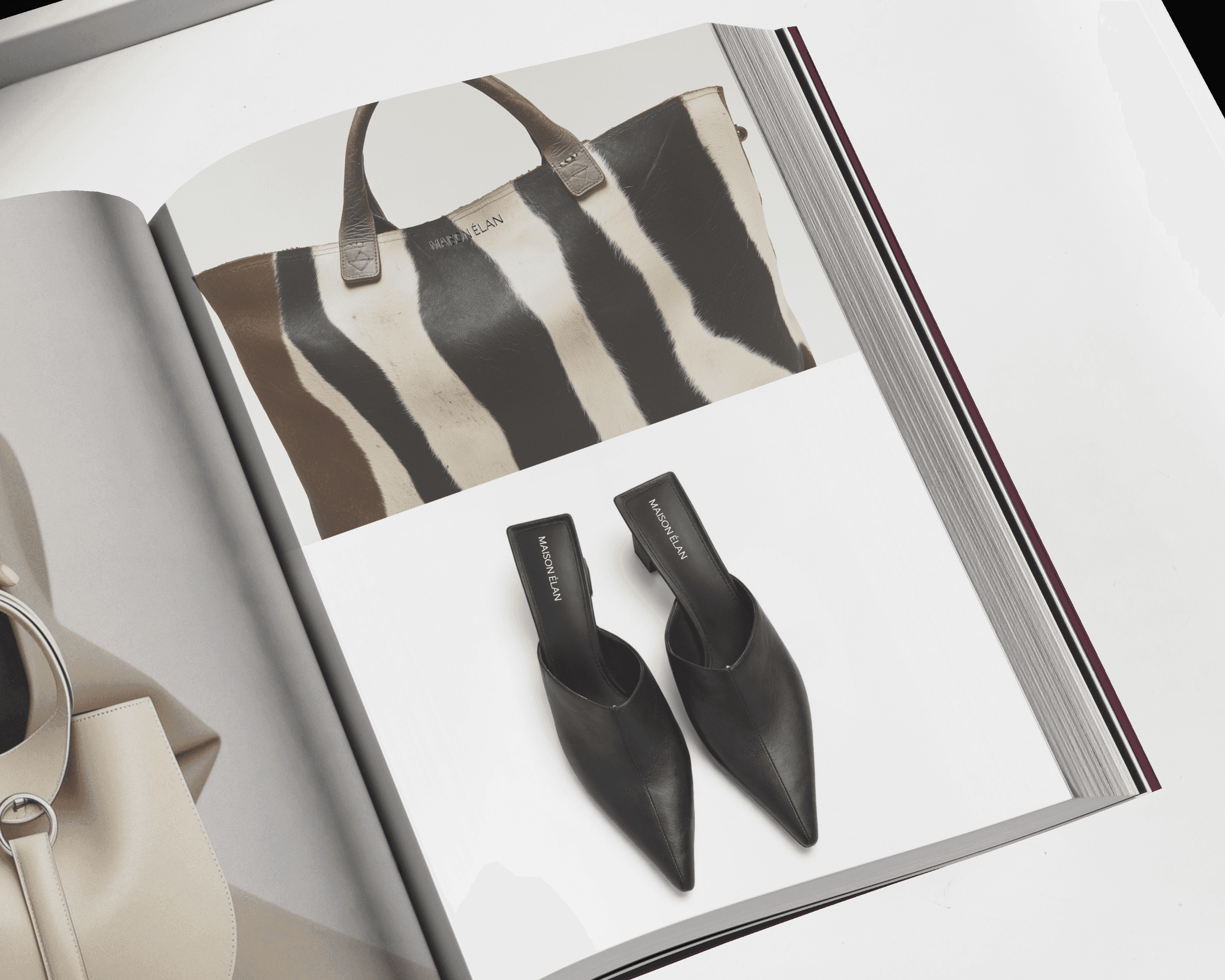 A lookbook designed for Maison Élan featuring images of the brand's fashion collection.