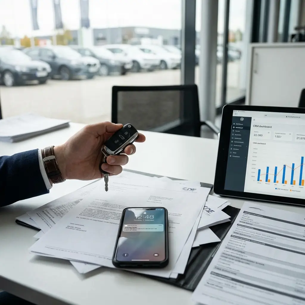 Finanzierungsausläufer-Liste für Kundengewinnung im Autohaus auf Computer-Bildschirm