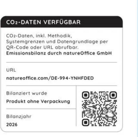Sample display of the natureOffice label CO₂ data available