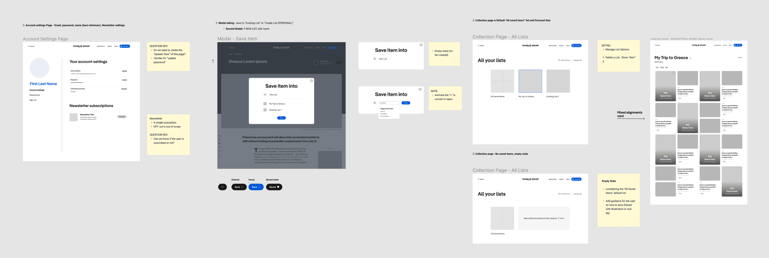 Wireframe stage — identifying pages and user touchpoints