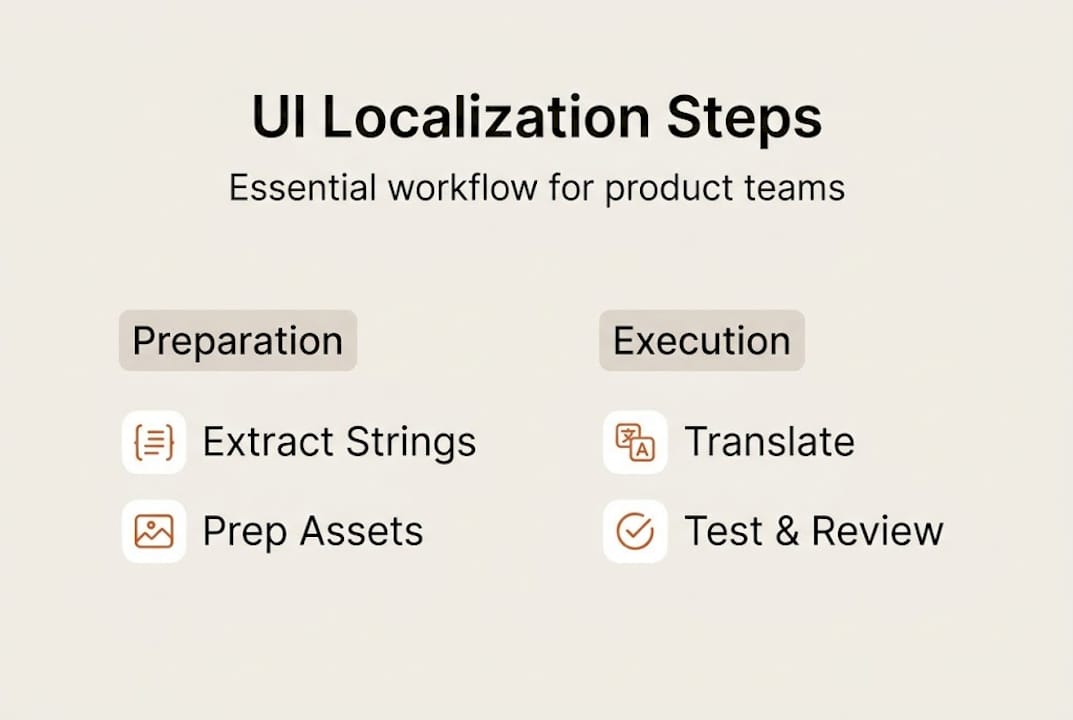 Infographic showing steps for efficient UI localization