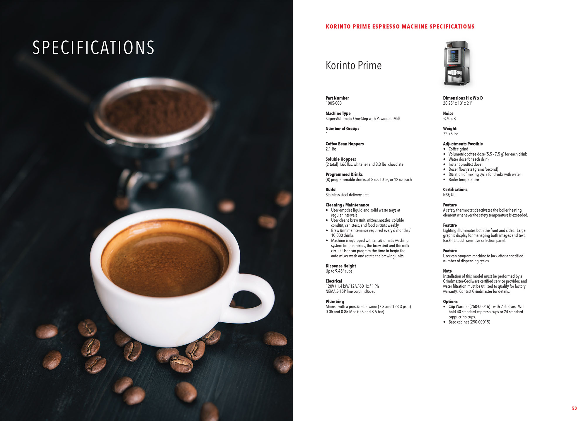 Grindmaster-Cecilware Espresso Sales and Field Guide Sample Pages