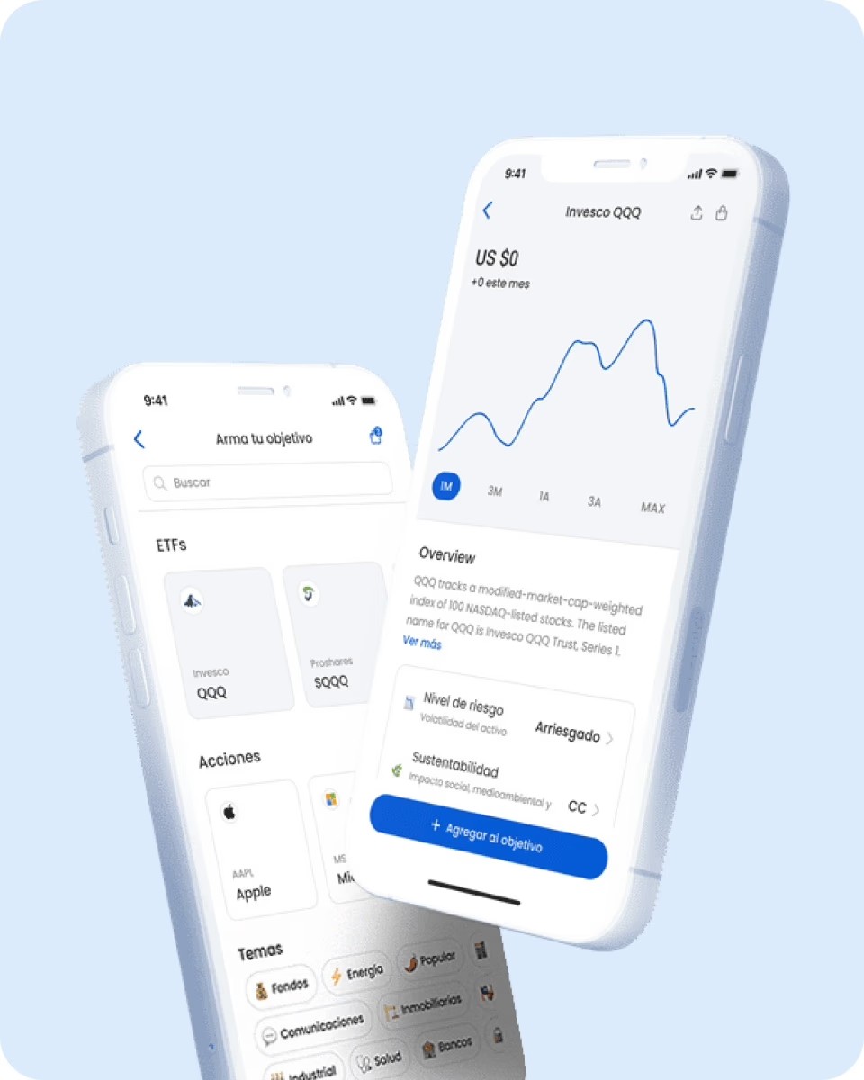 Imagen de un celular mostrando la proyección de una inversión a largo plazo