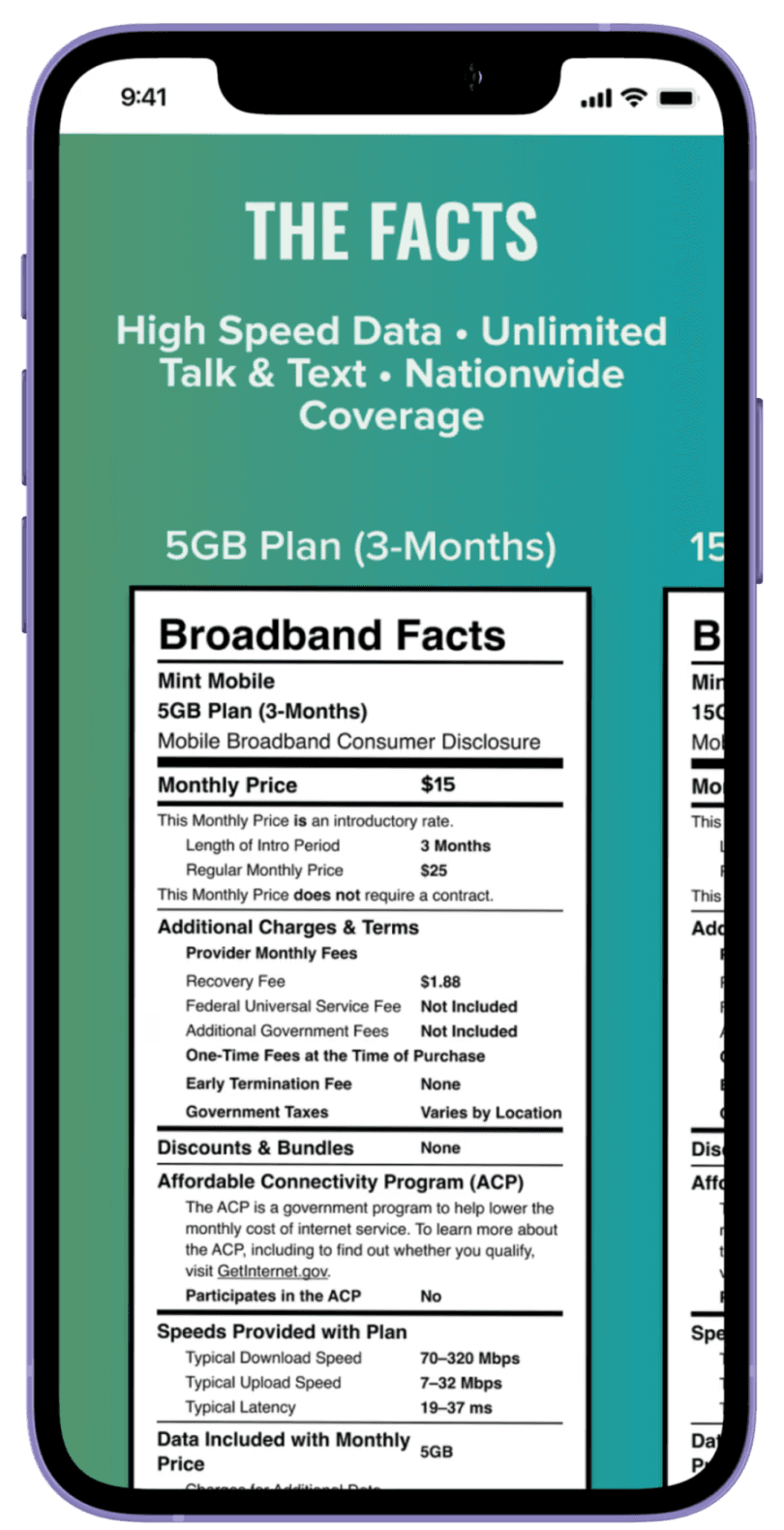Mobile view of Mint Mobile's broadband labels section