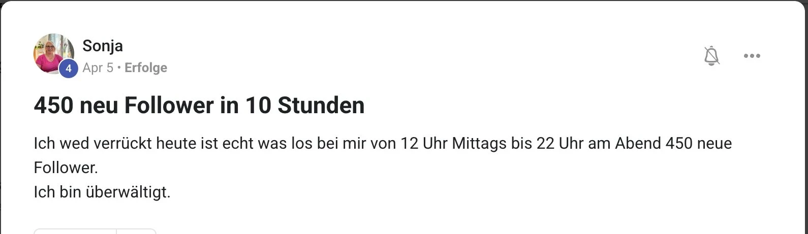 Mitglied der KI Creator Akademie: Sonja gewinnt 450 neue Follower in nur 10 Stunden