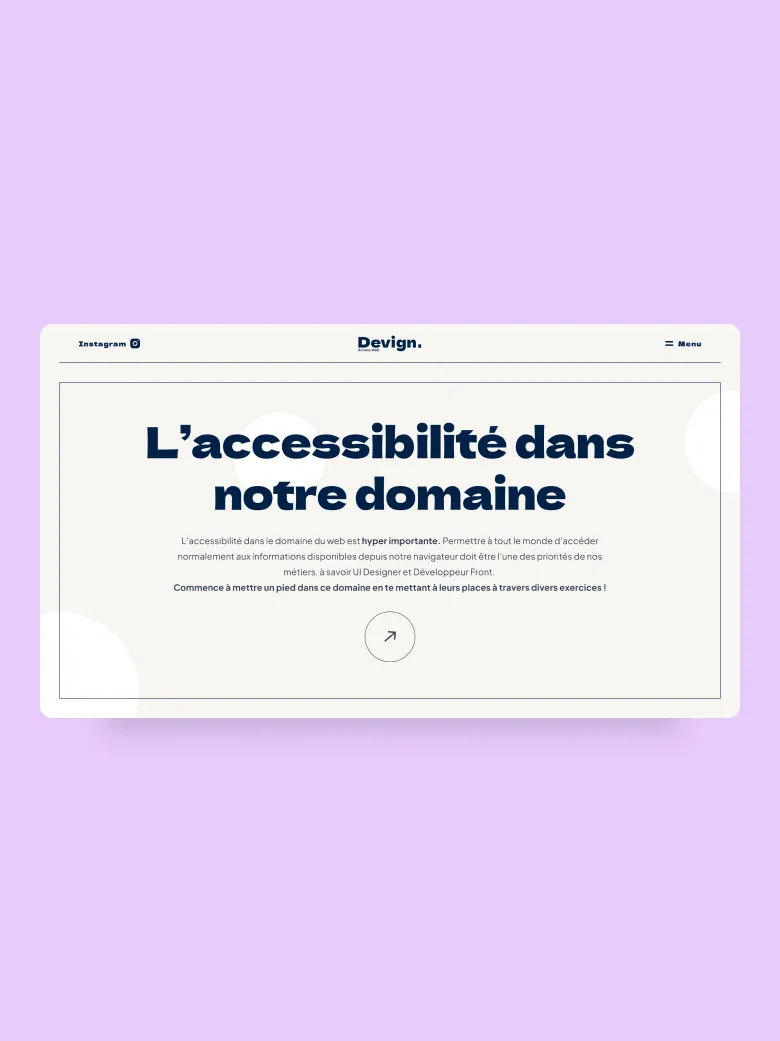 Aperçu du projet Devign, l'accessibilité web