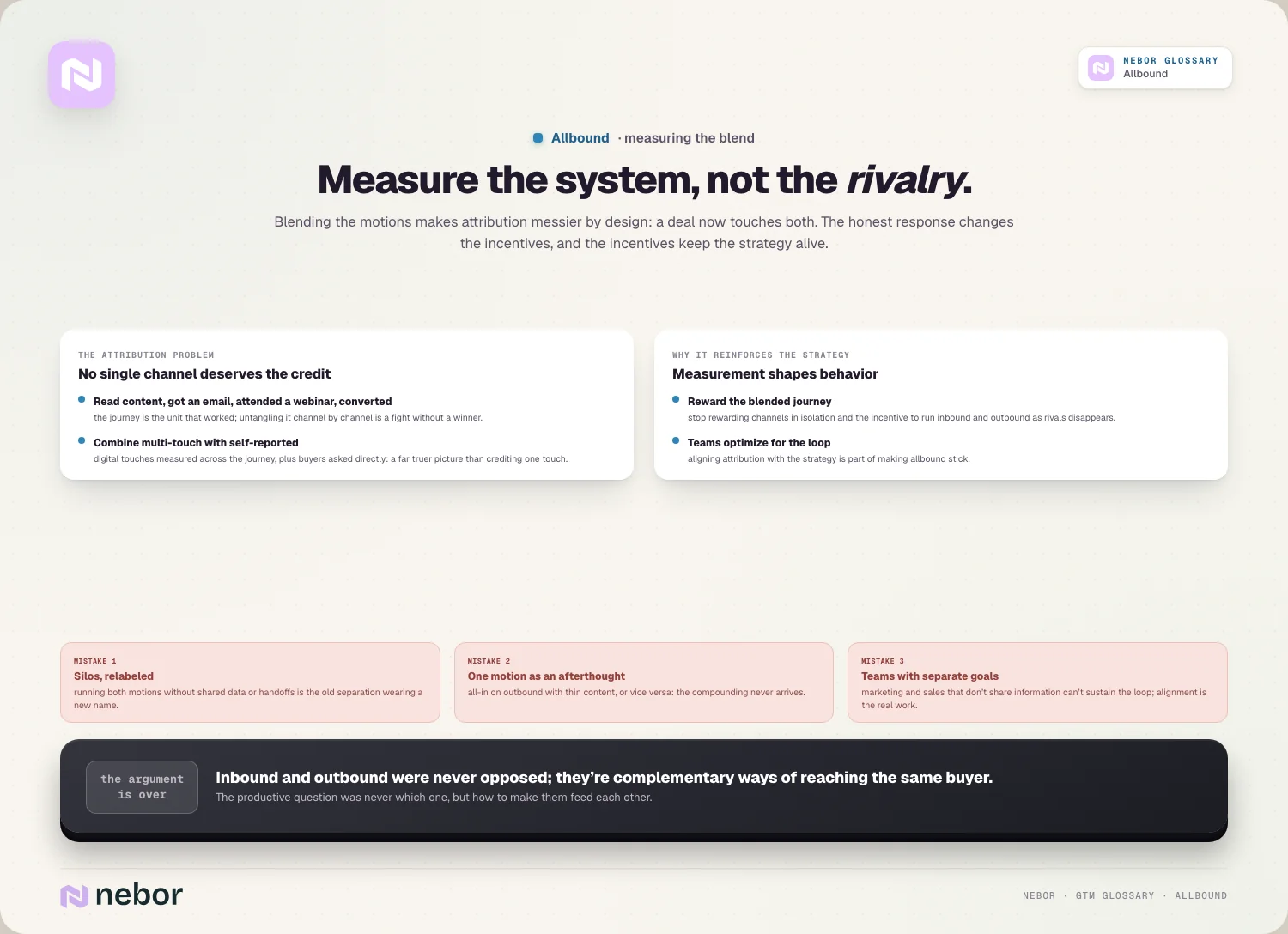 Measure the system, not the rivalry: Blending the motions makes attribution messier by design: a deal now touches both.
