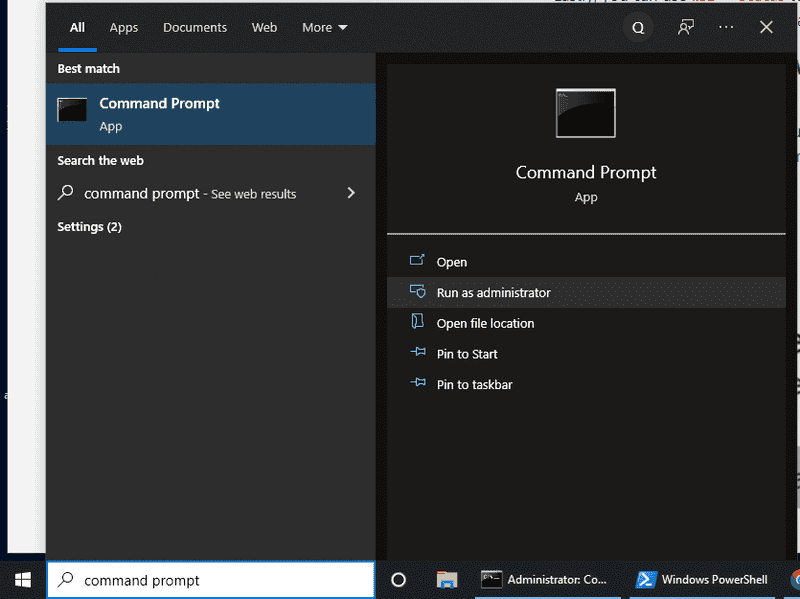 Open Command Prompt as an Administrator