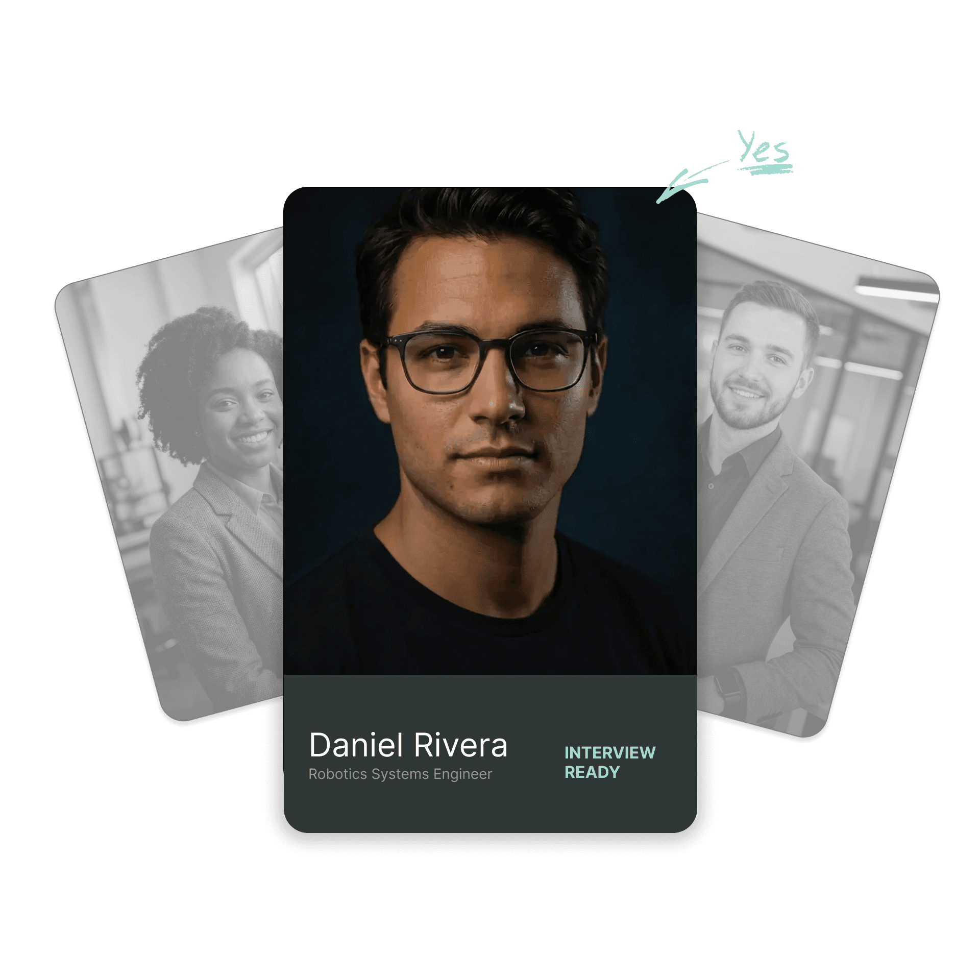 A close-up portrait of a man wearing glasses, framed by images of other people in the background.