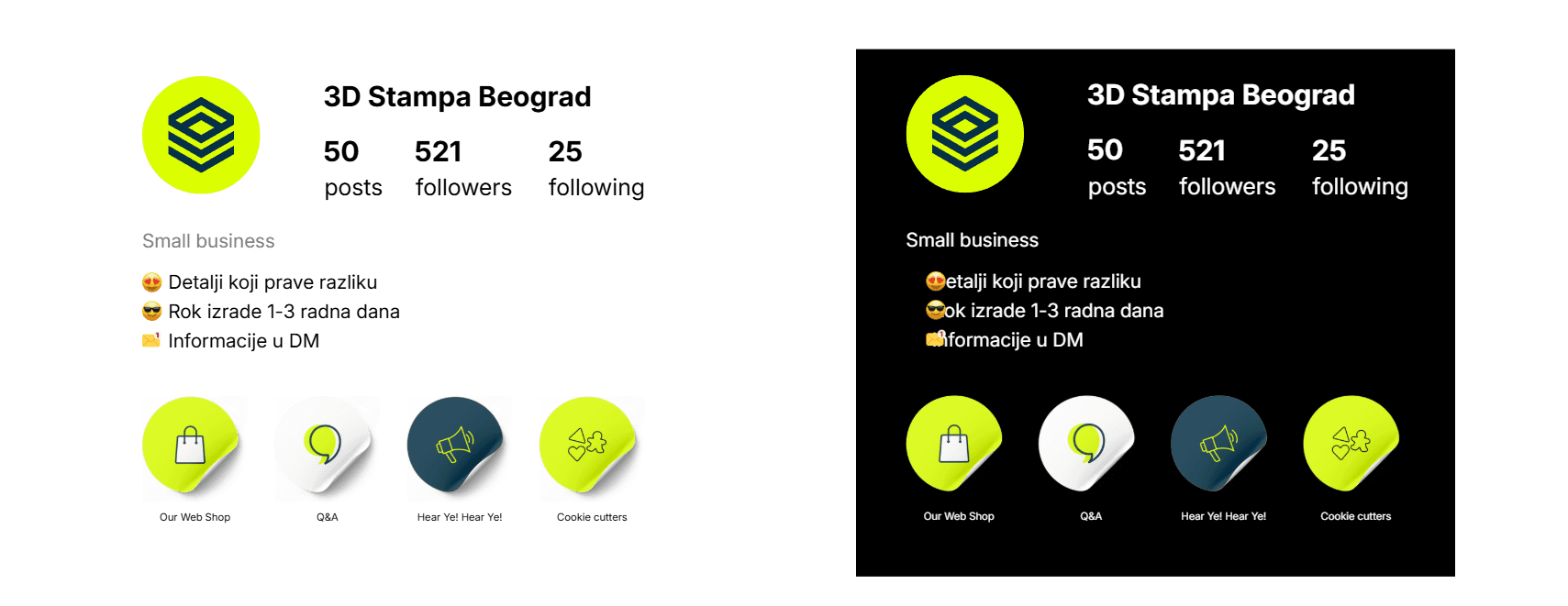 Instagram strana 3d stampa beograd