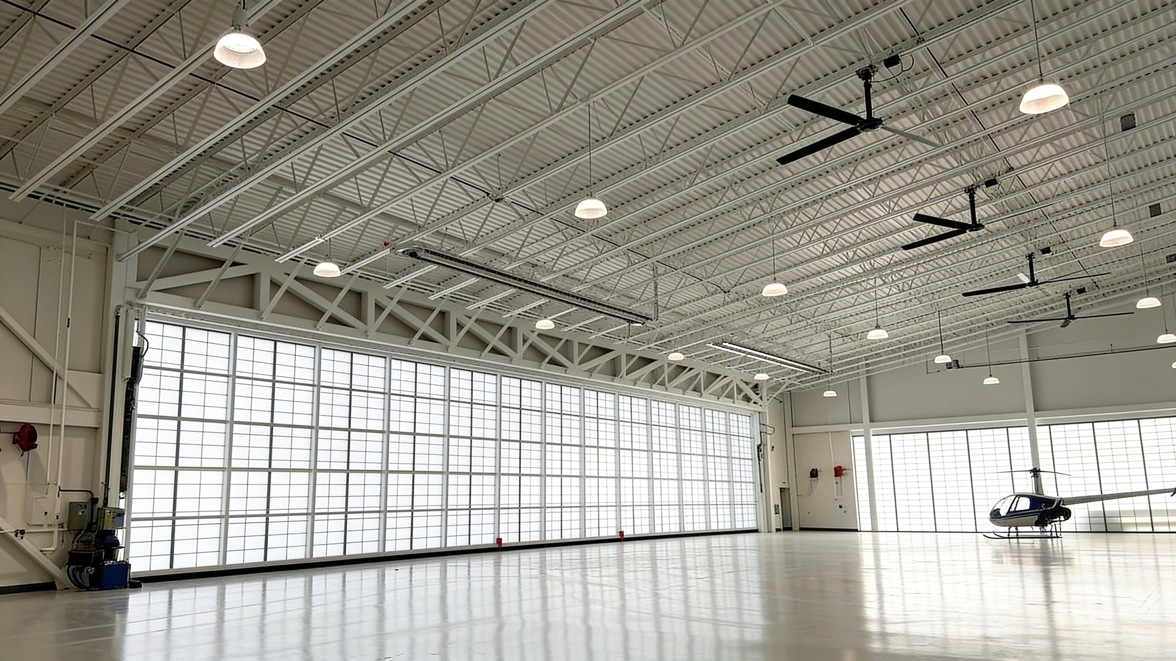100-foot translucent-panel hydraulic aircraft hangar door