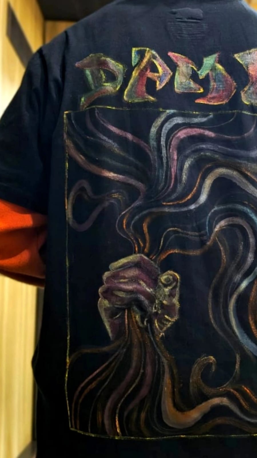 Close-up of joshua tree branches against a clear sky.