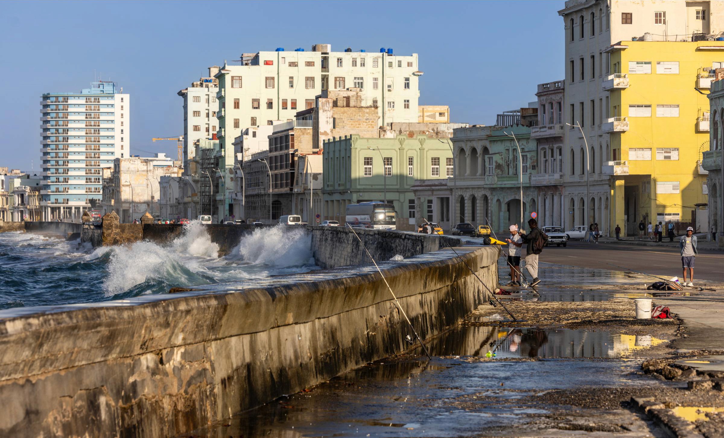 Fishermen along the Malecón, Havana’s poetic and picturesque waterfront boulevard