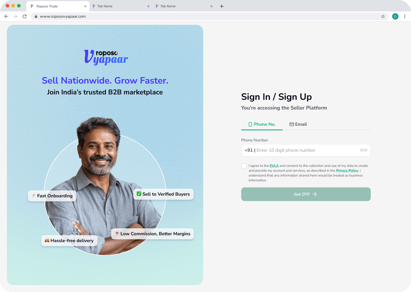 Sign in to India's trusted B2B marketplace — built for sellers ready to grow nationwide.