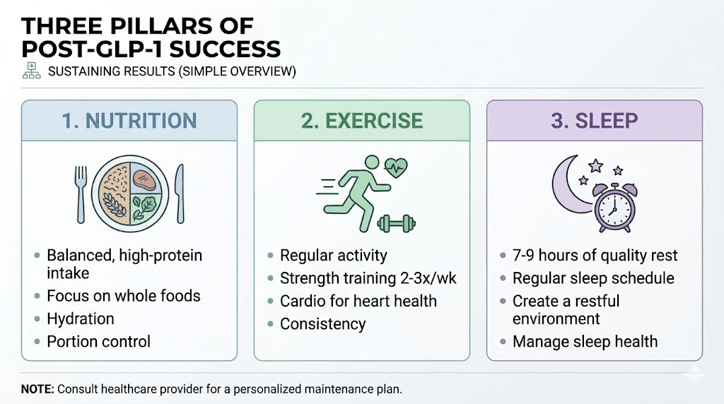 Three pillars of maintaining weight loss after stopping GLP-1 medications