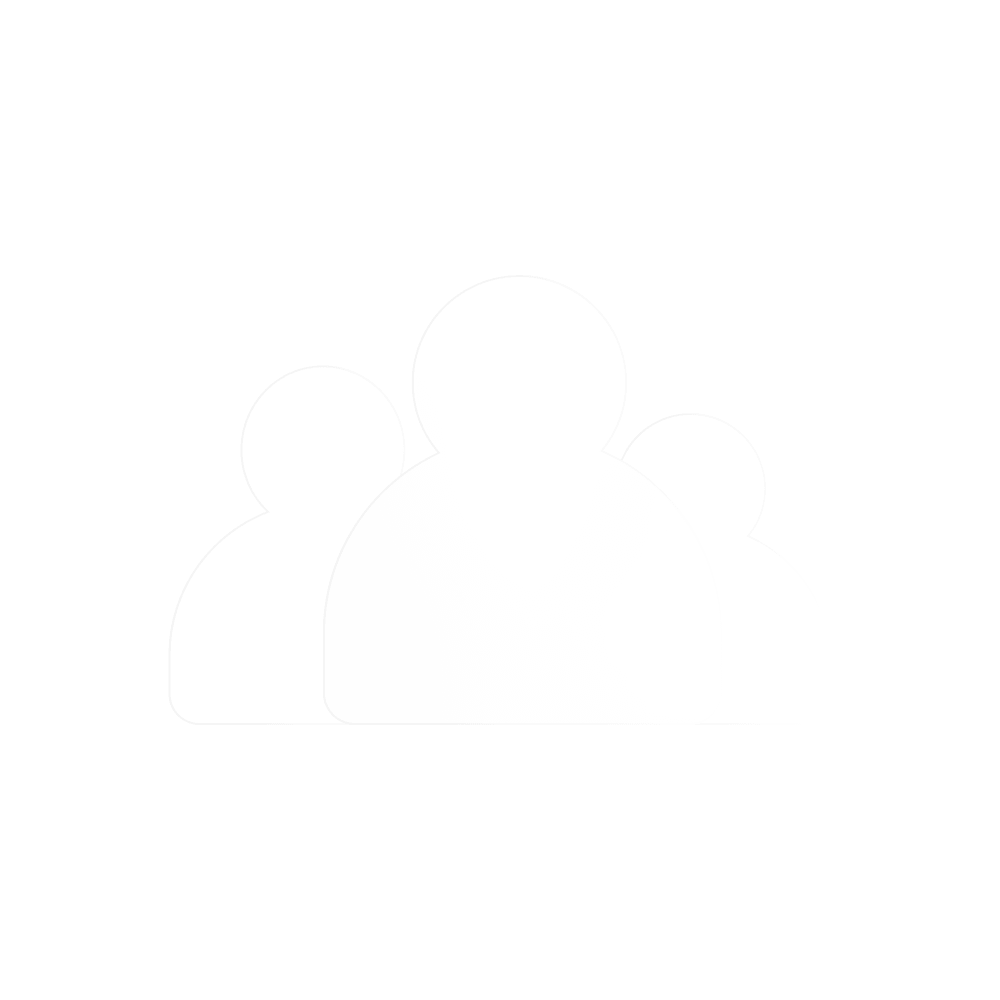 Linienzeichnung von drei stilisierten Personen in unterschiedlicher Größe, die nebeneinander stehen