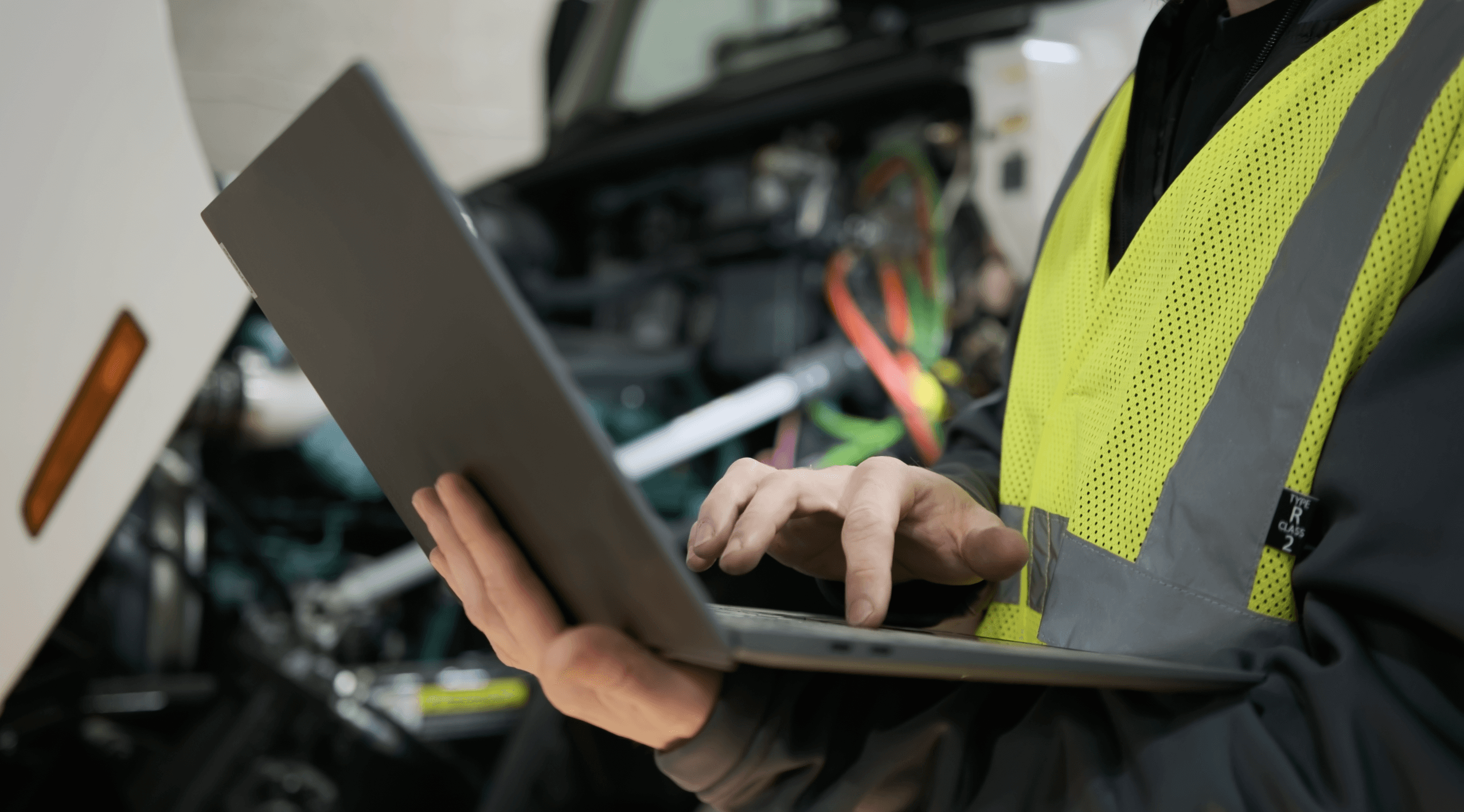 Mechanic working on engine