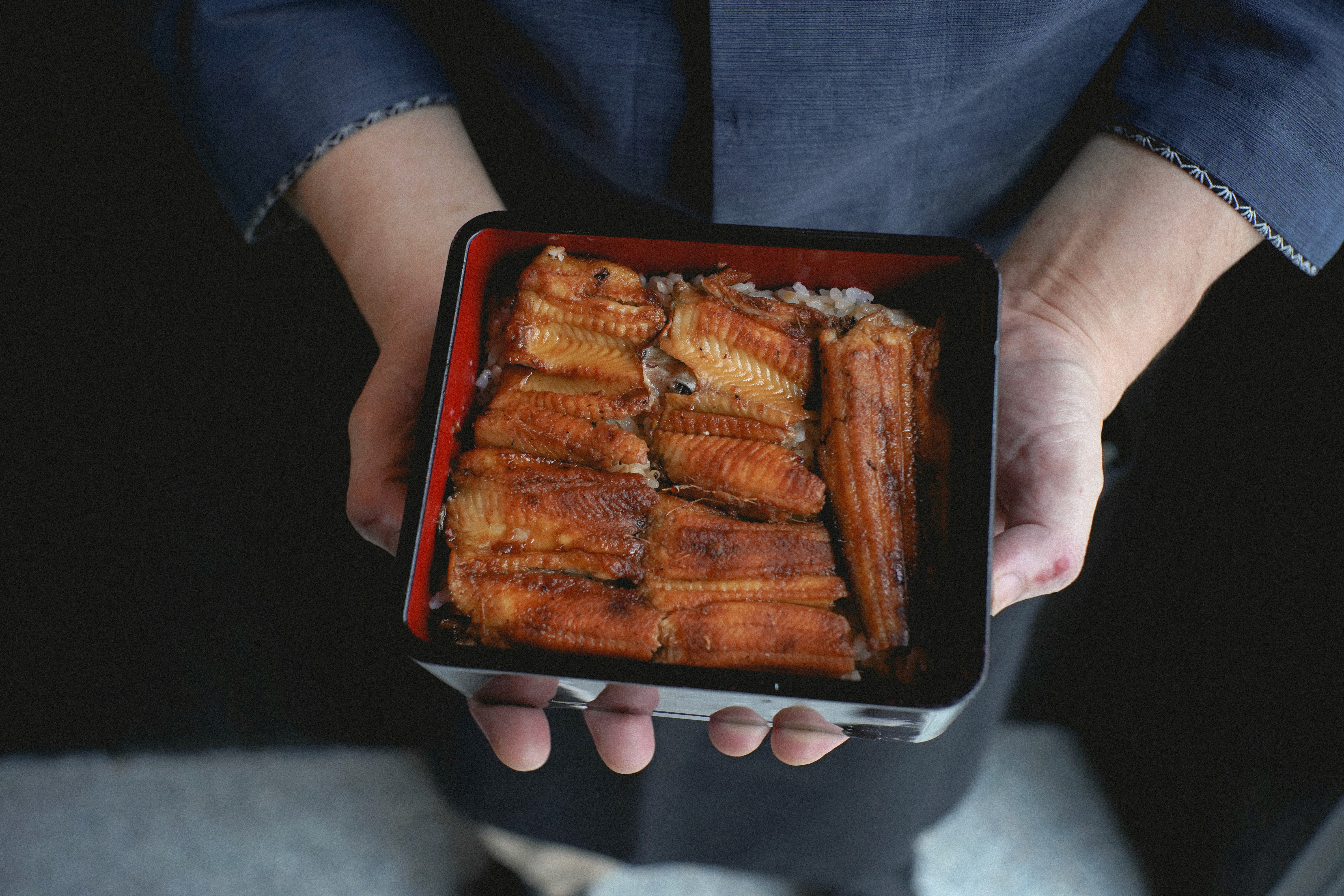Japanese grilled eel slices over rice 