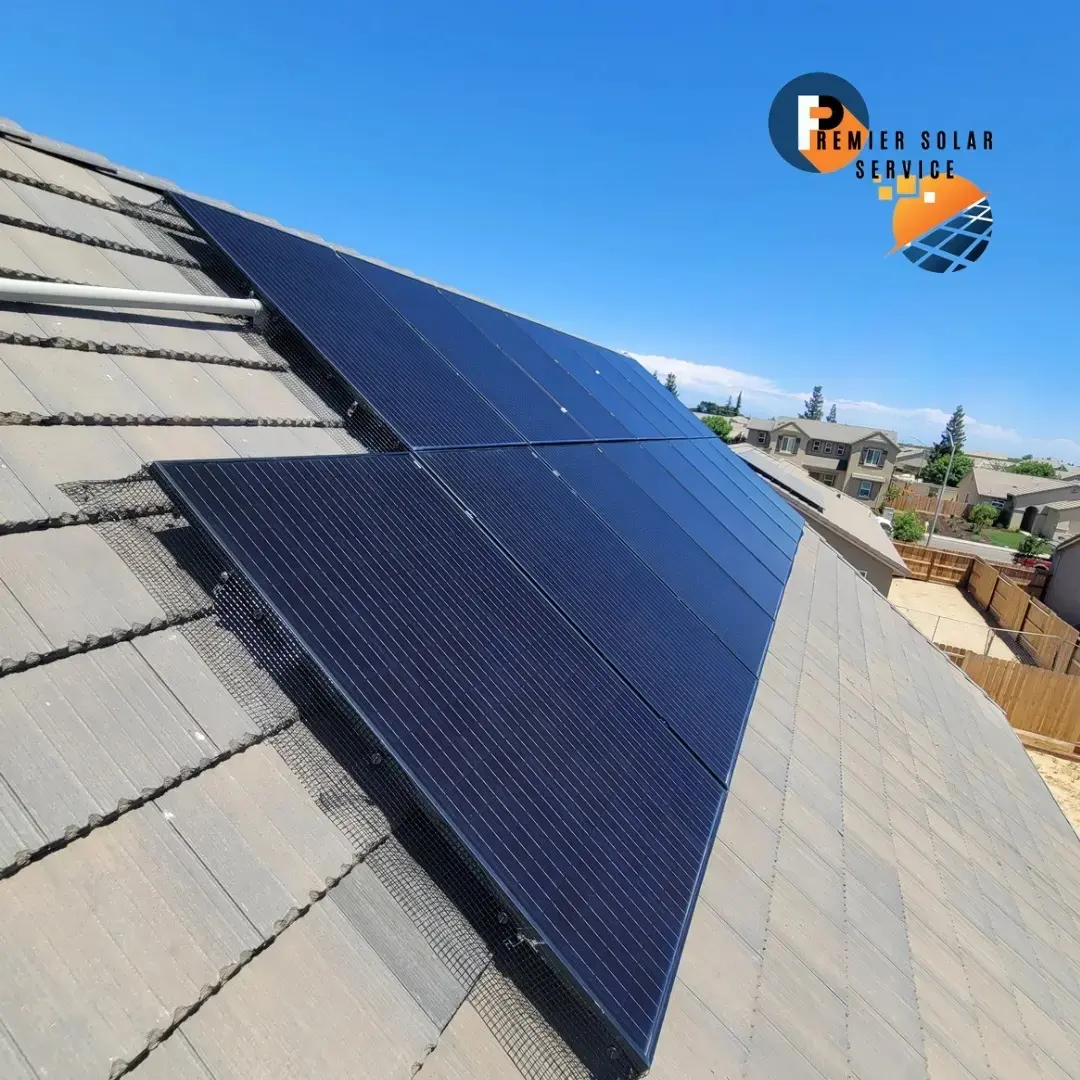 Clean solar array on a tile roof | Premier Solar Service, Fresno