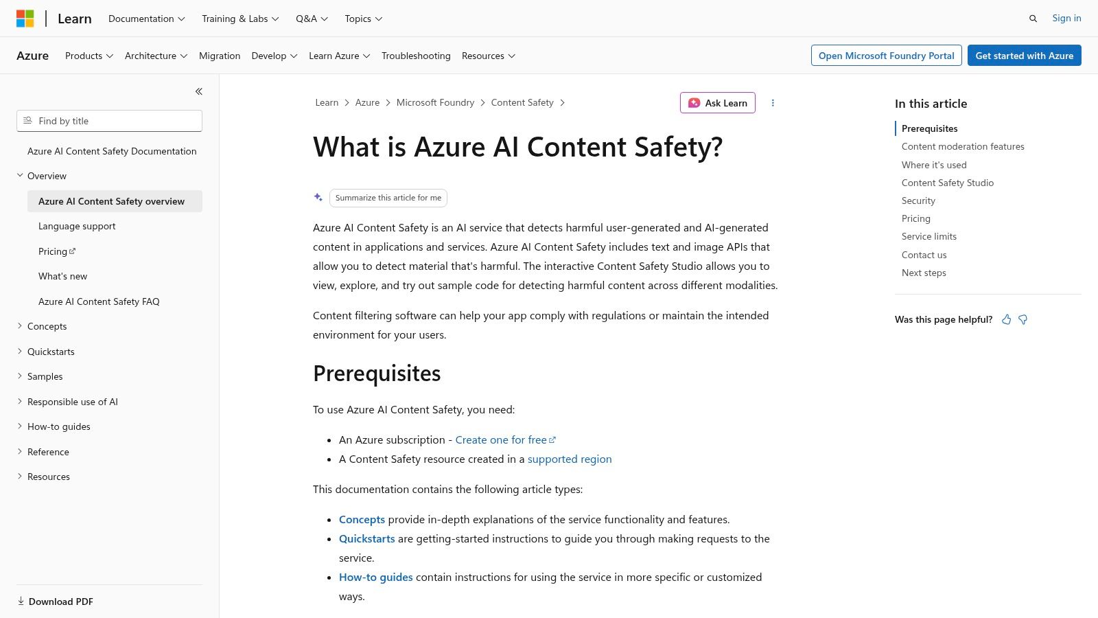 Microsoft Azure AI Content Safety