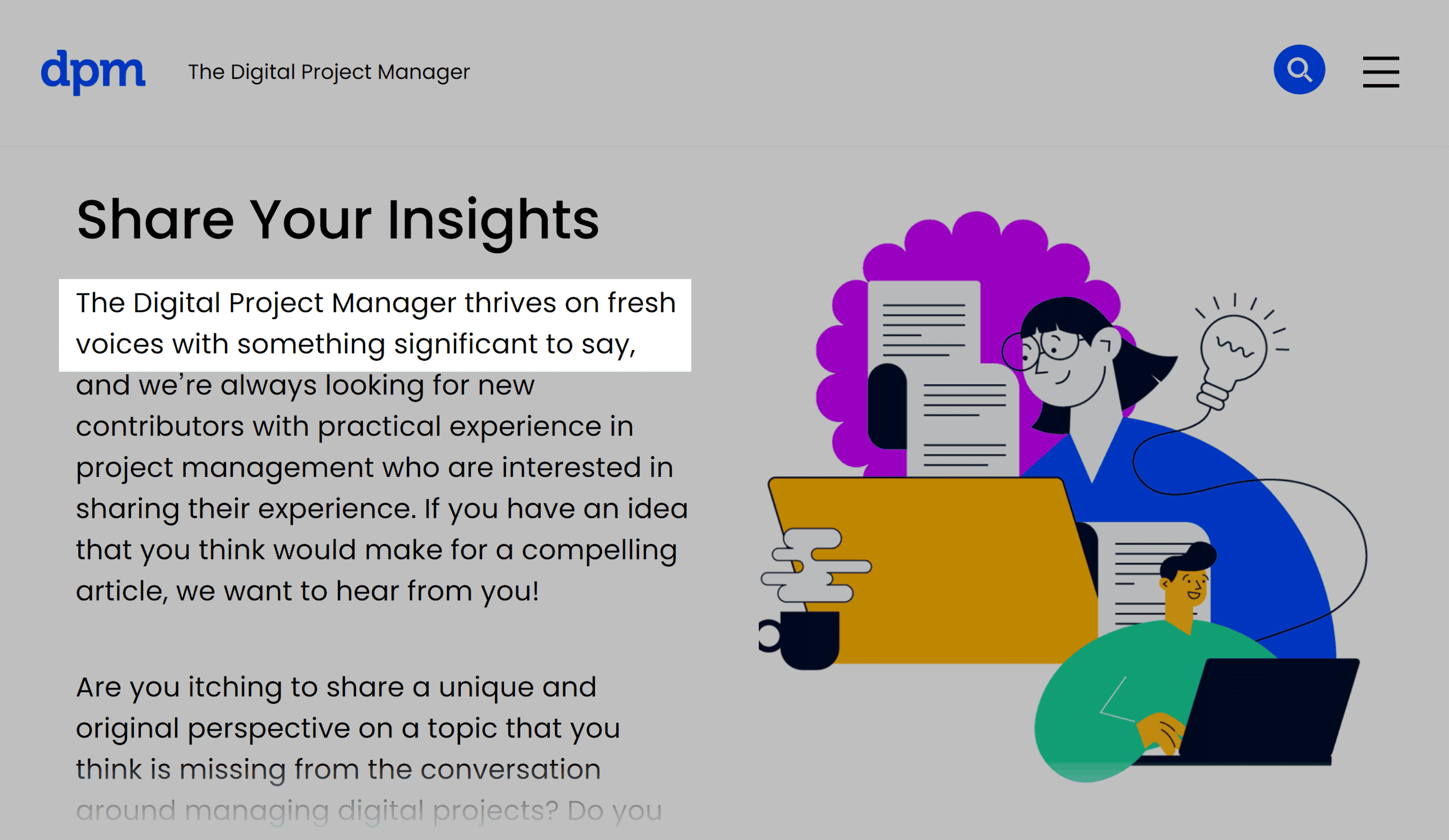 Digital Project Manager – Page