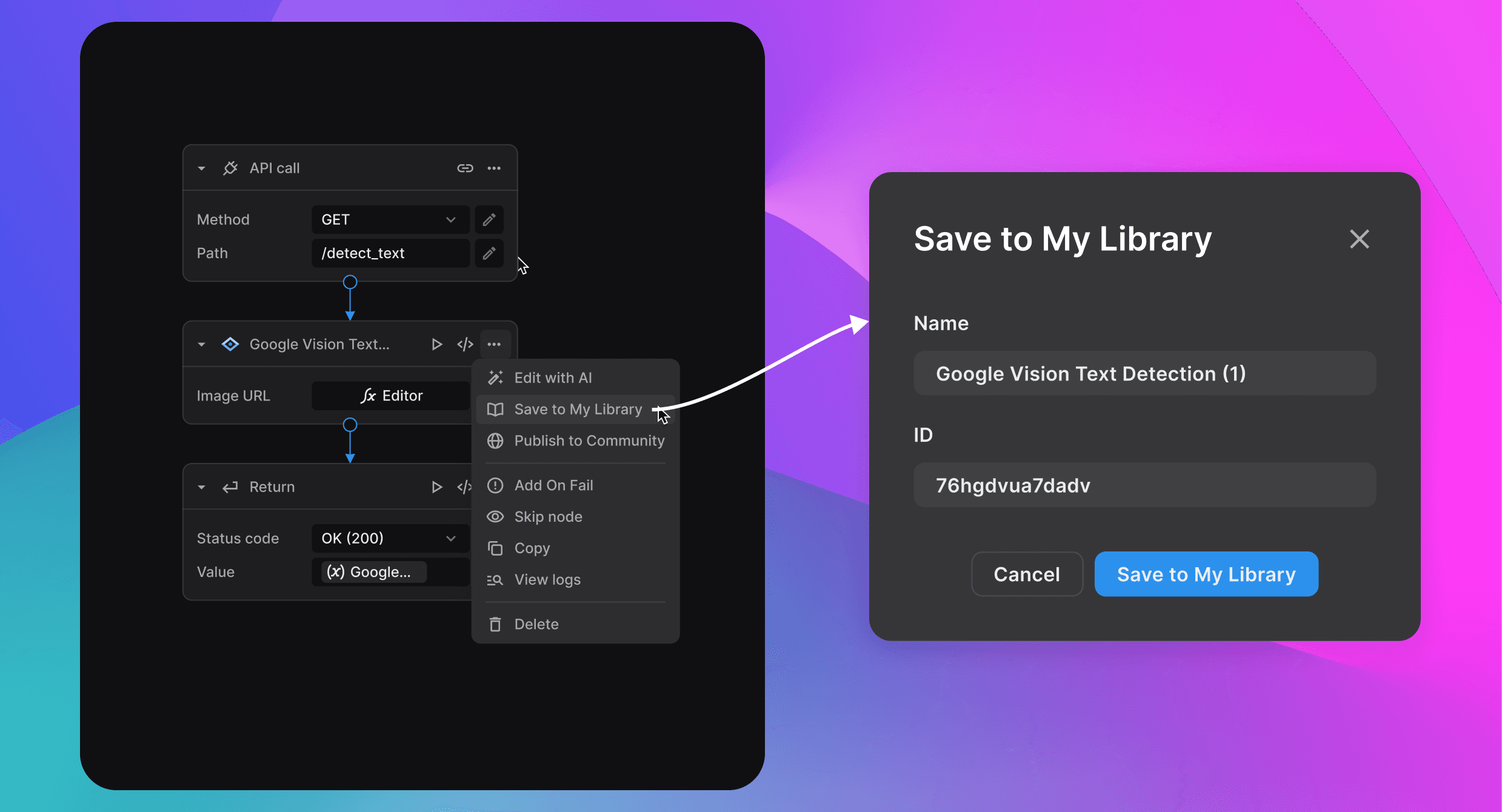 Save to library feature