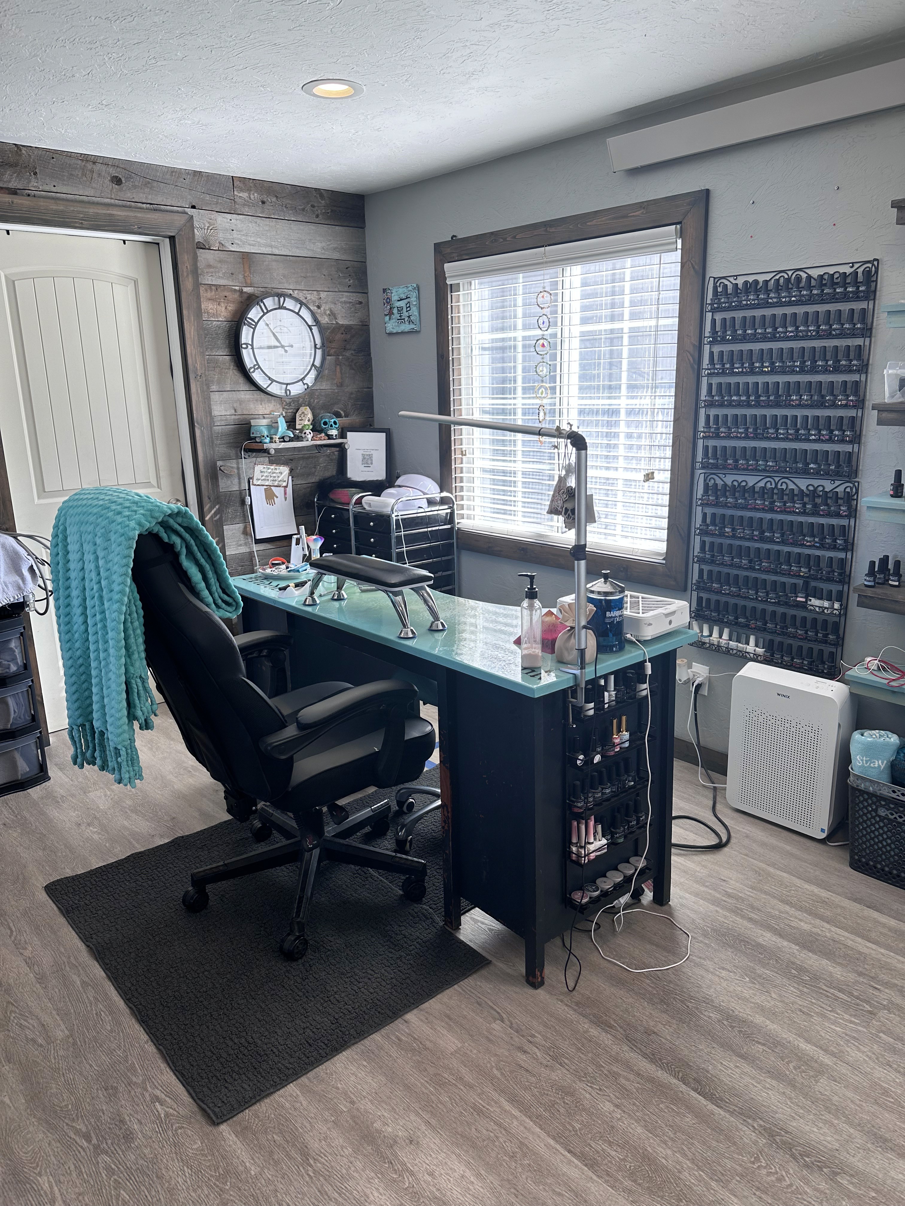 Nail station setup at Hidden Look hair and nail salon in Afton WY