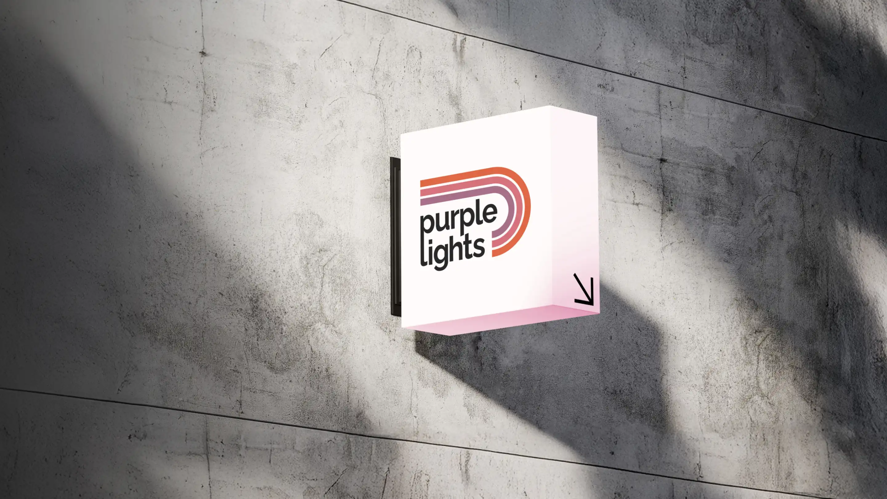 Purple Lights — Hero outdoor sign with logo — Storefront branding