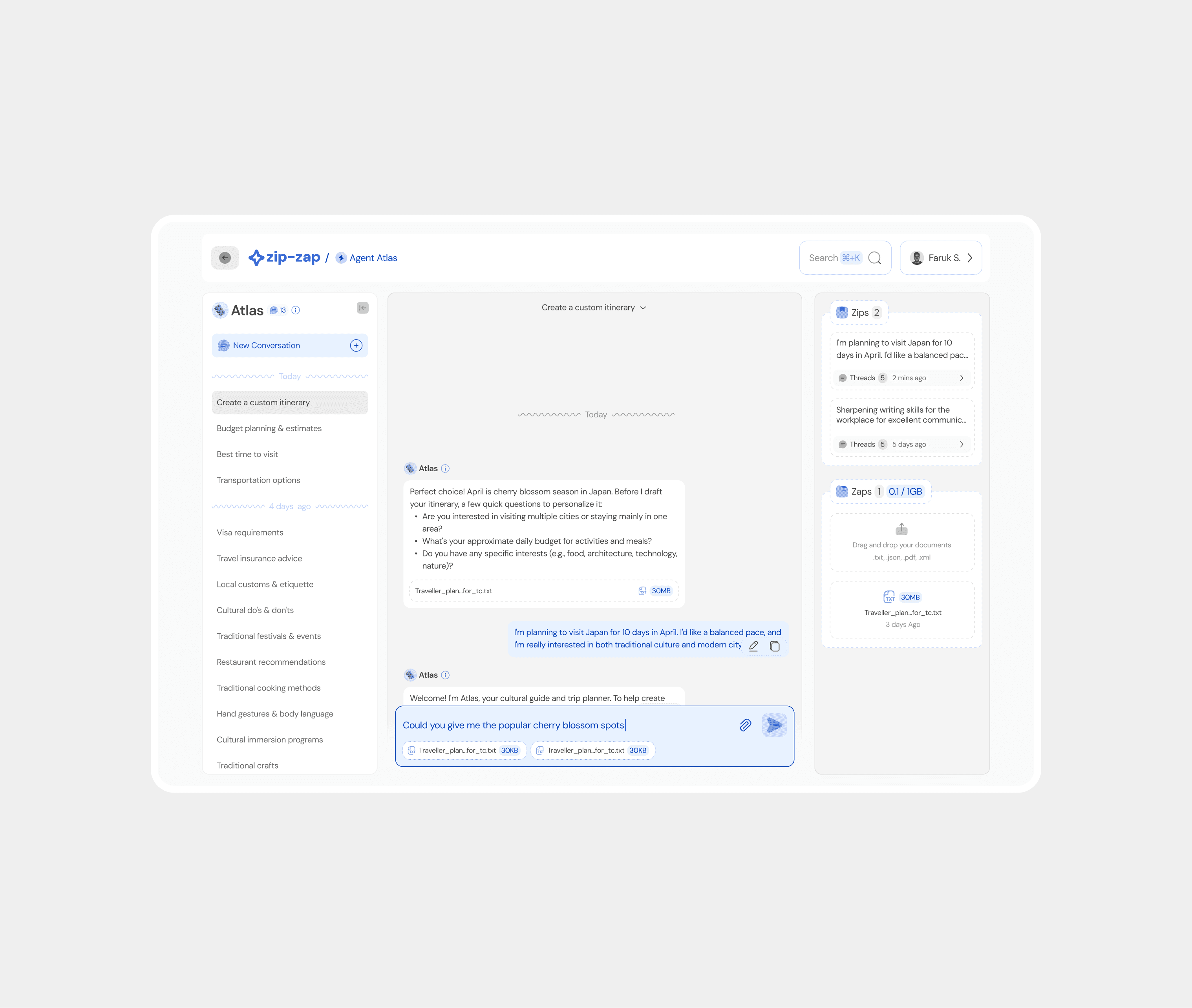 An image of the chat screen mid-interaction