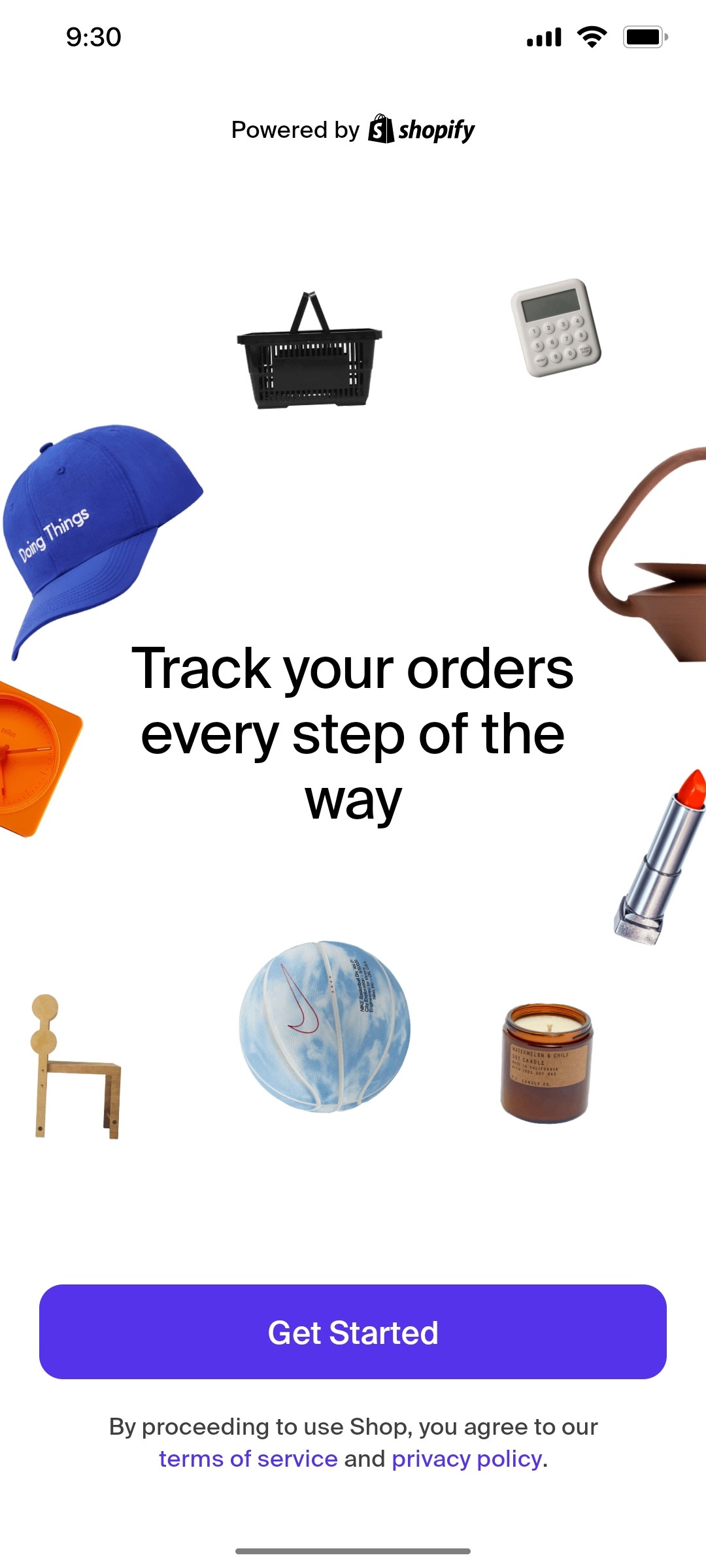 Shop App Track your order Screen