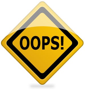 Screenshot of a caution sign with the word 'Oops!' written on it