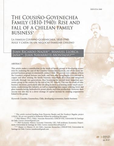 The Cousiño-Goyenechea. fall of a chilean family (1810-1940): Rise and