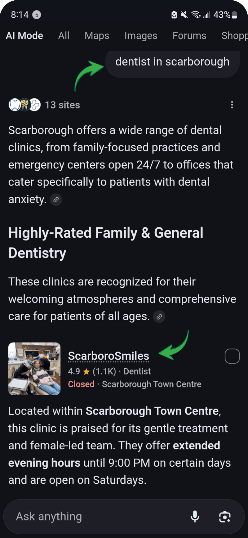 Dental AI Visibility - Google Search AI Visibility Rank #1 Rank #1