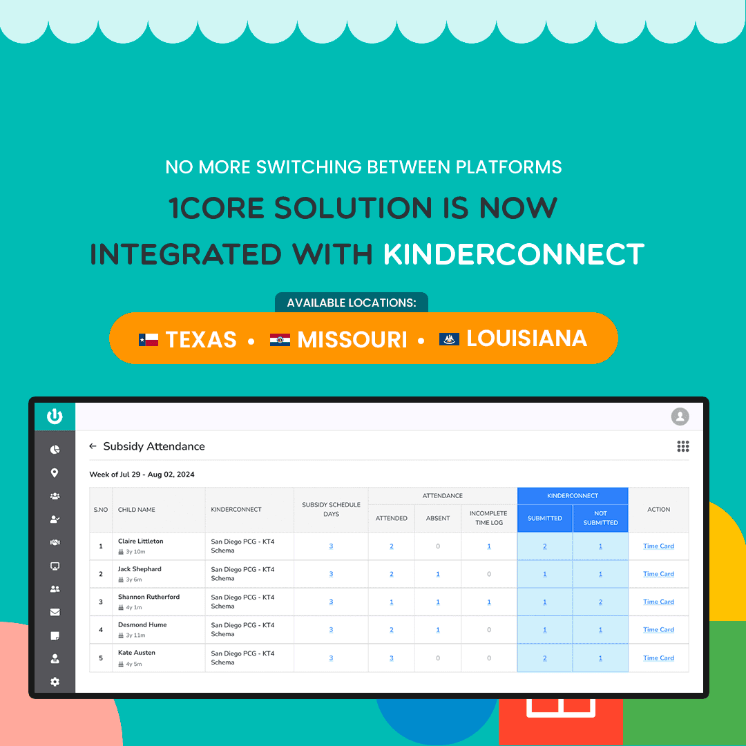 1Core Solution Integrated with Kinderconnect