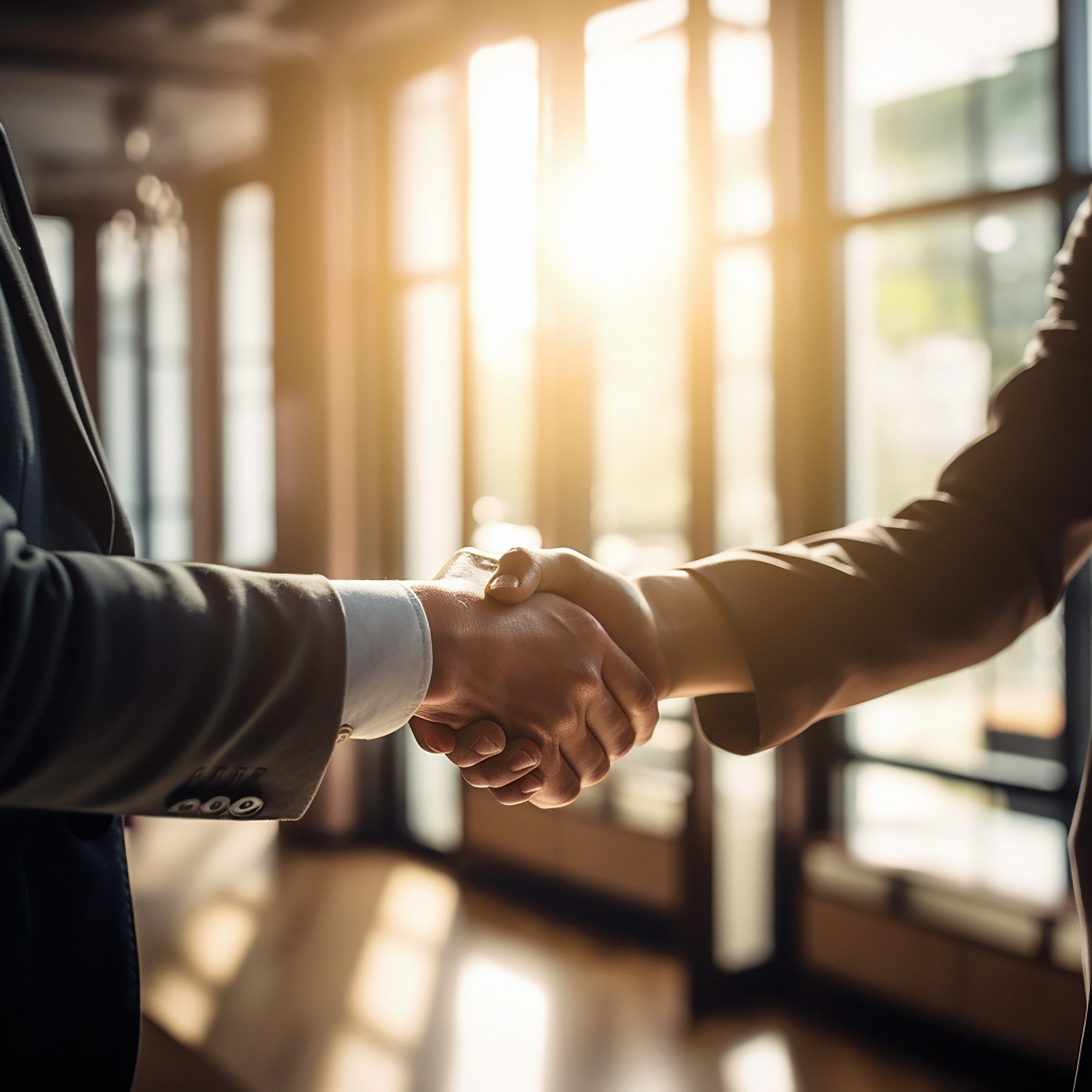 Two men shaking hands.