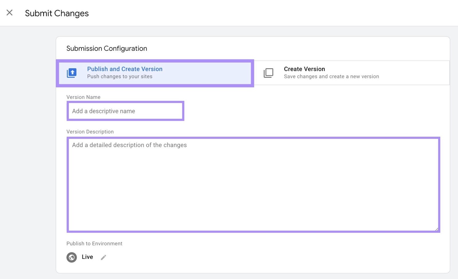 “Submit Changes” window