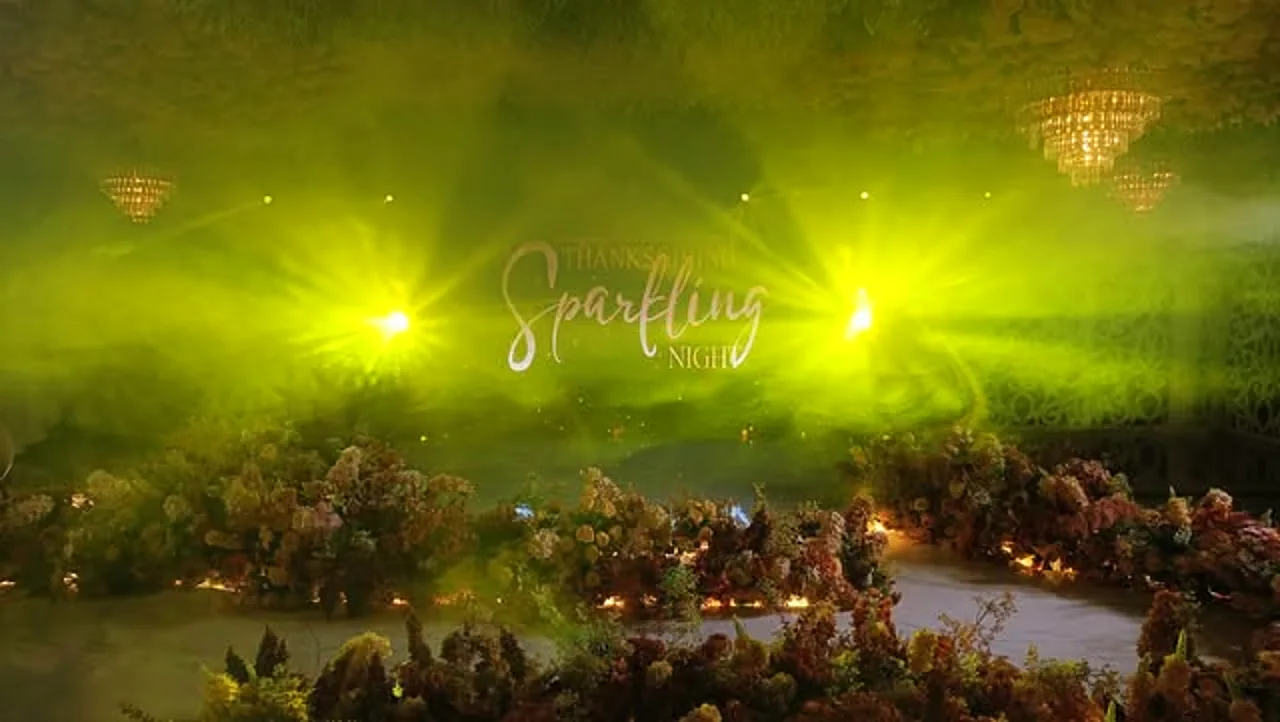 Corporate dinner setup with garden styling at Pandora Hall, Quezon City