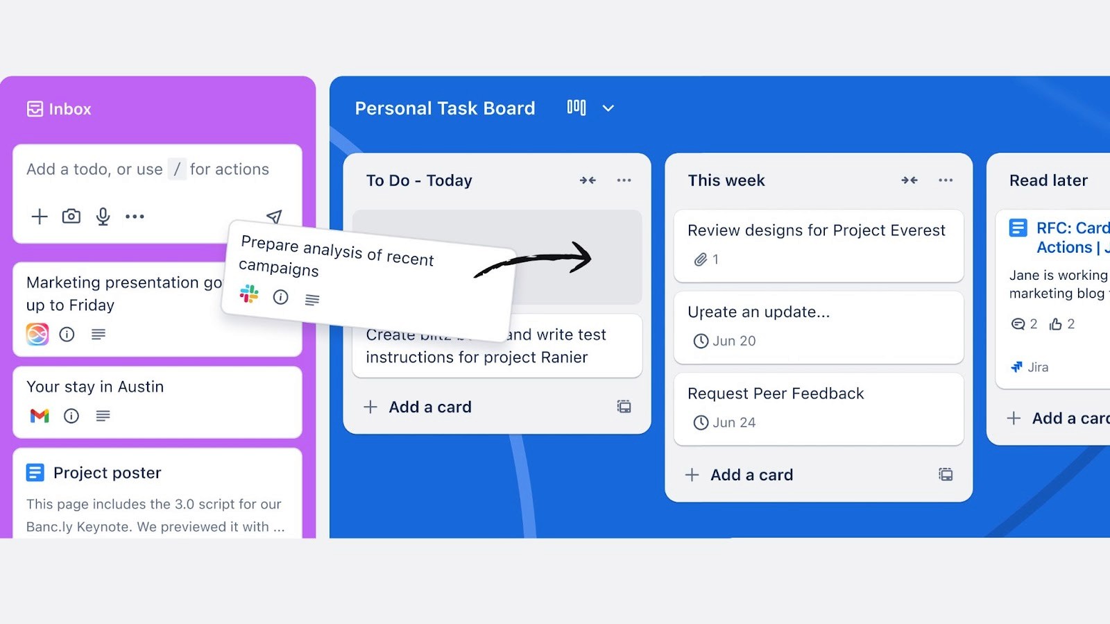 Trello’s card-based task board for team project organization