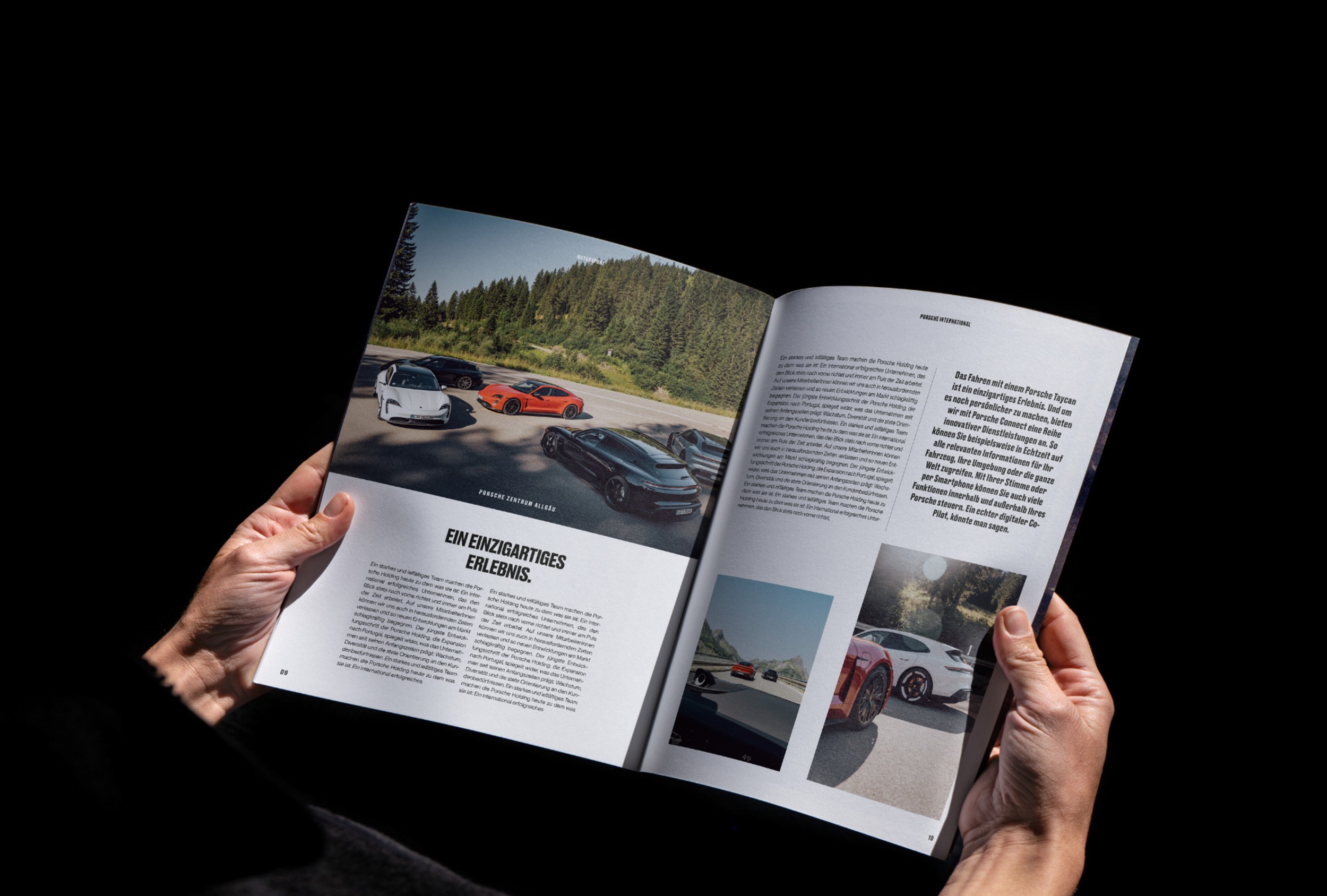 Doppelseitiges Layout des Magazins mit flexiblem Raster und ansprechender visueller Gestaltung.