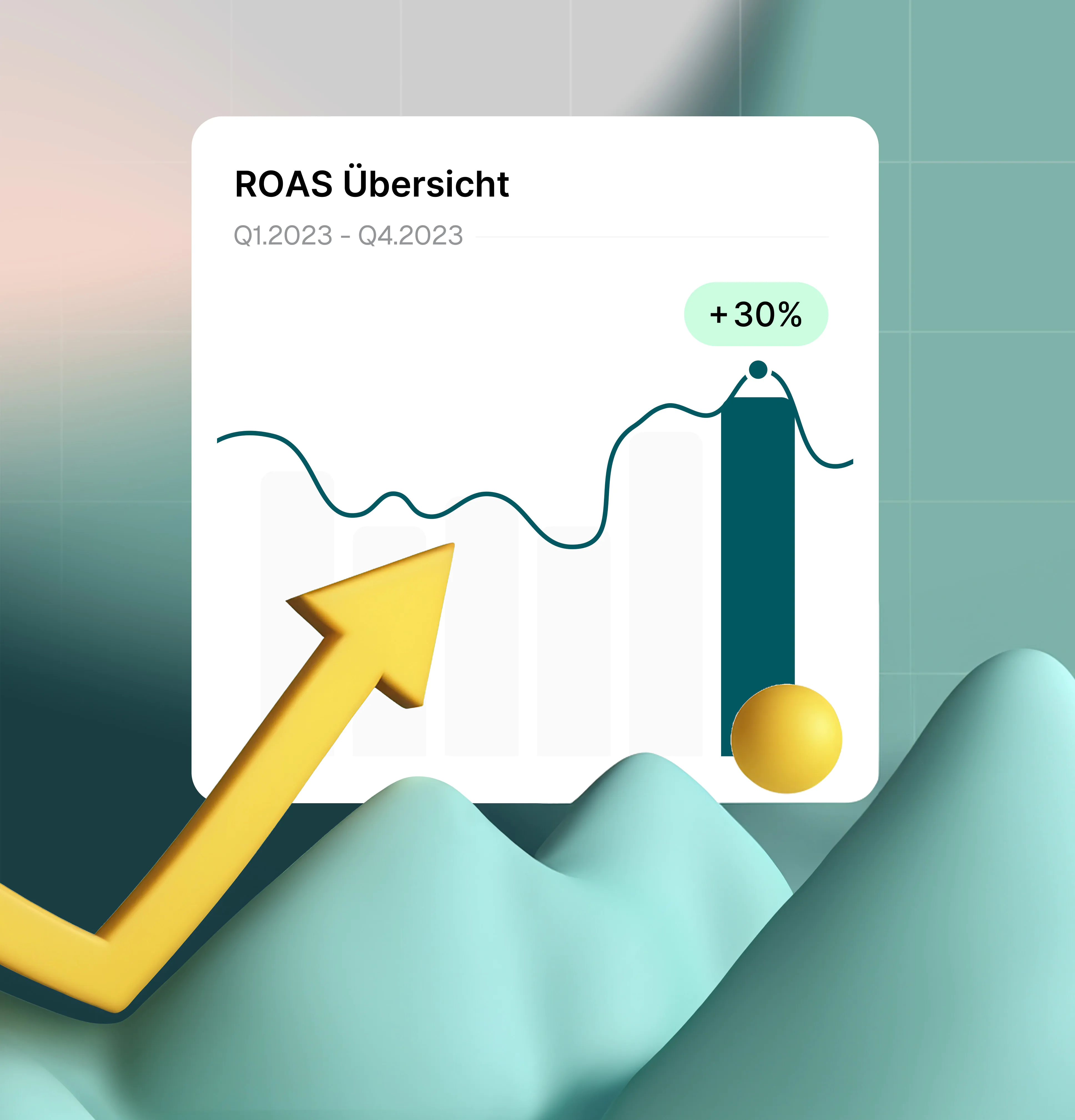 Graph showing an upward trend with an arrow, depicting positive growth in a financial or analytical context.