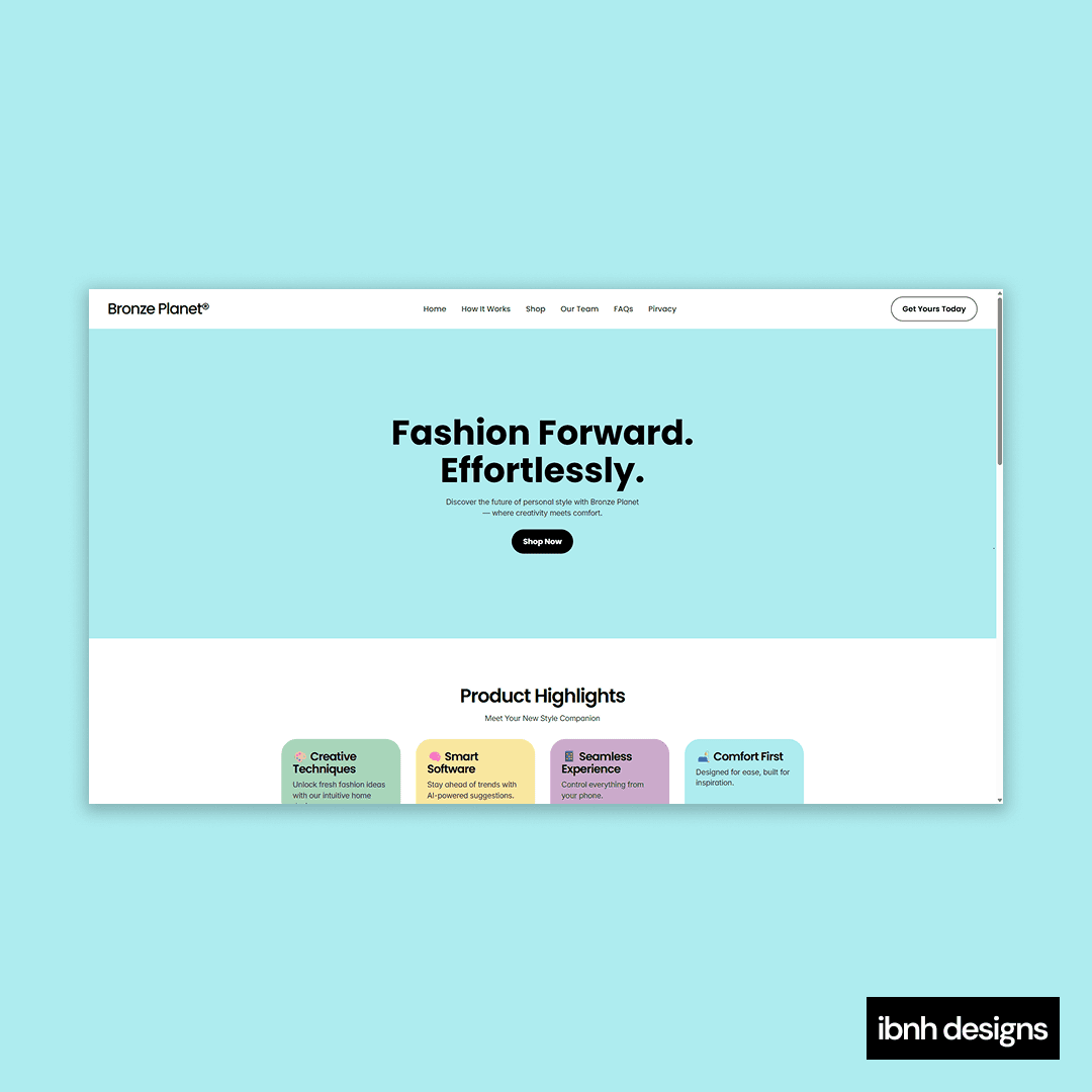 Screenshot van een conceptuele website
