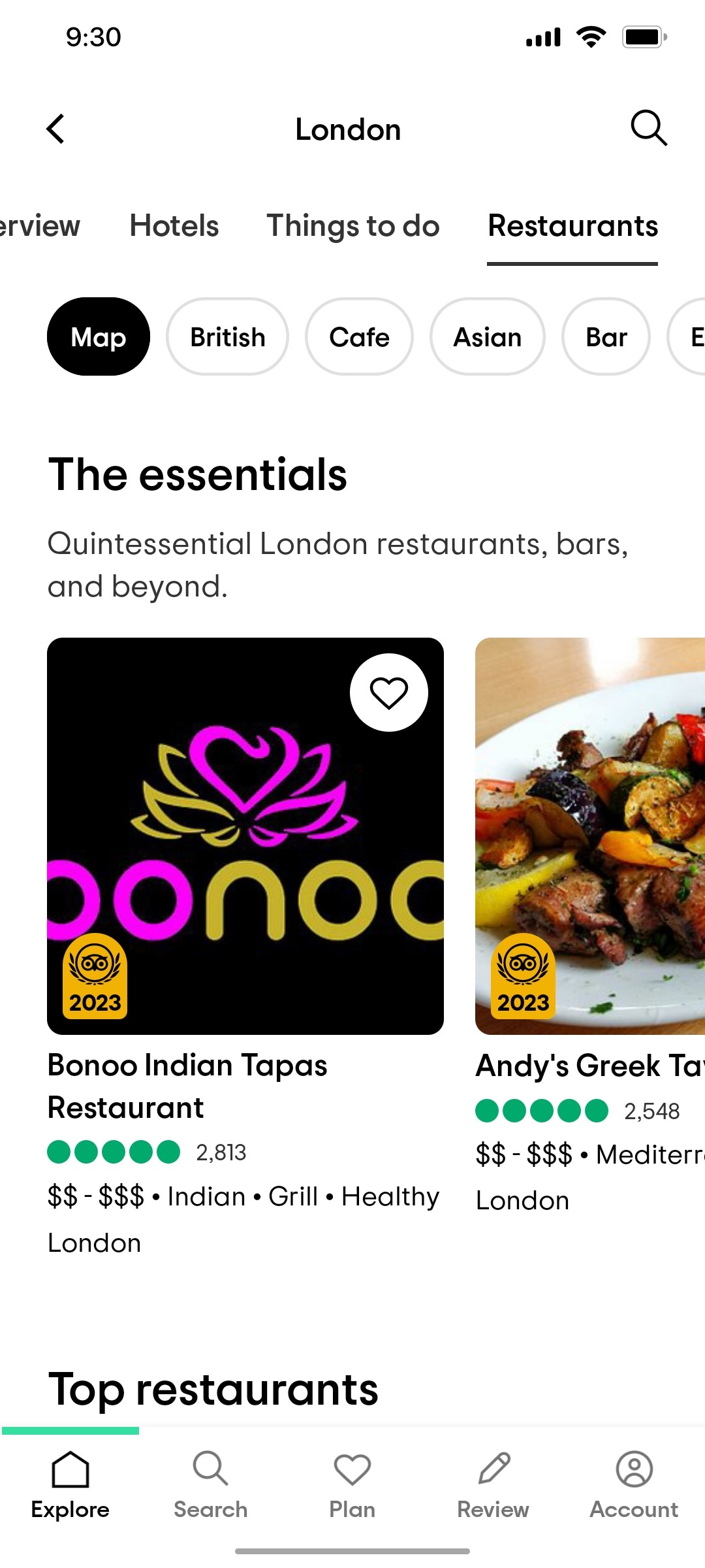 Tripadvisor Restorants Page Screen