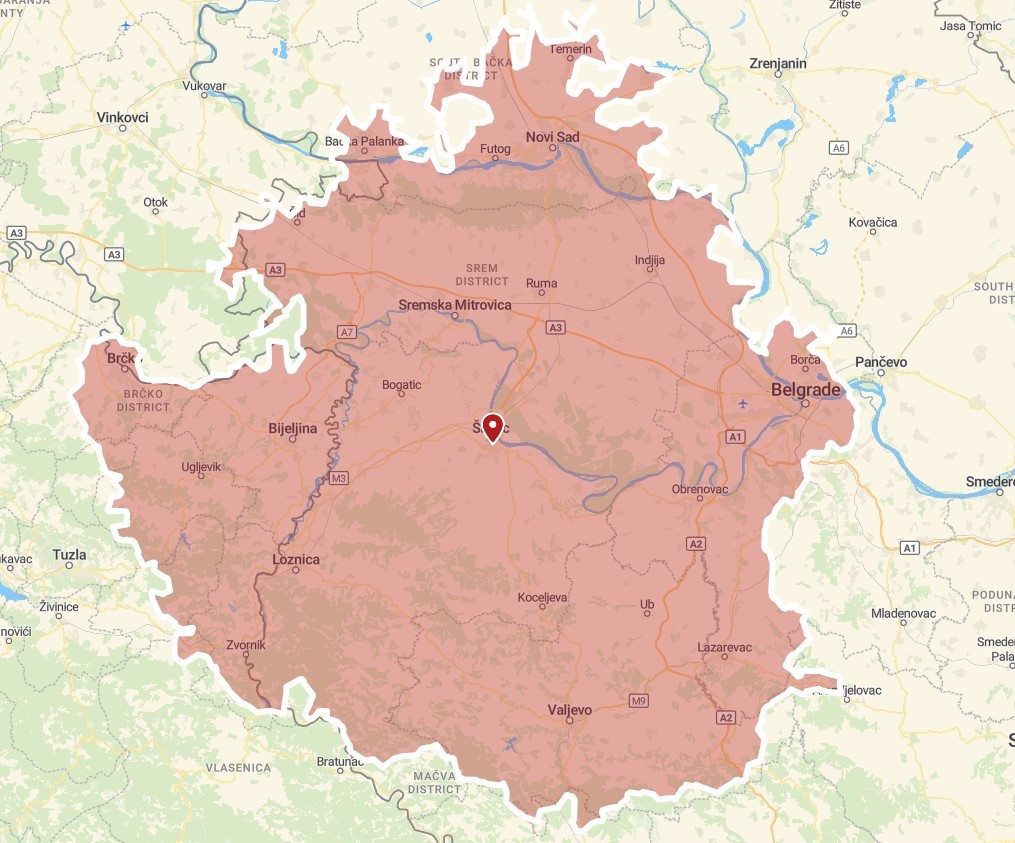 mapa pokrivenosti uslugama firme Prelet